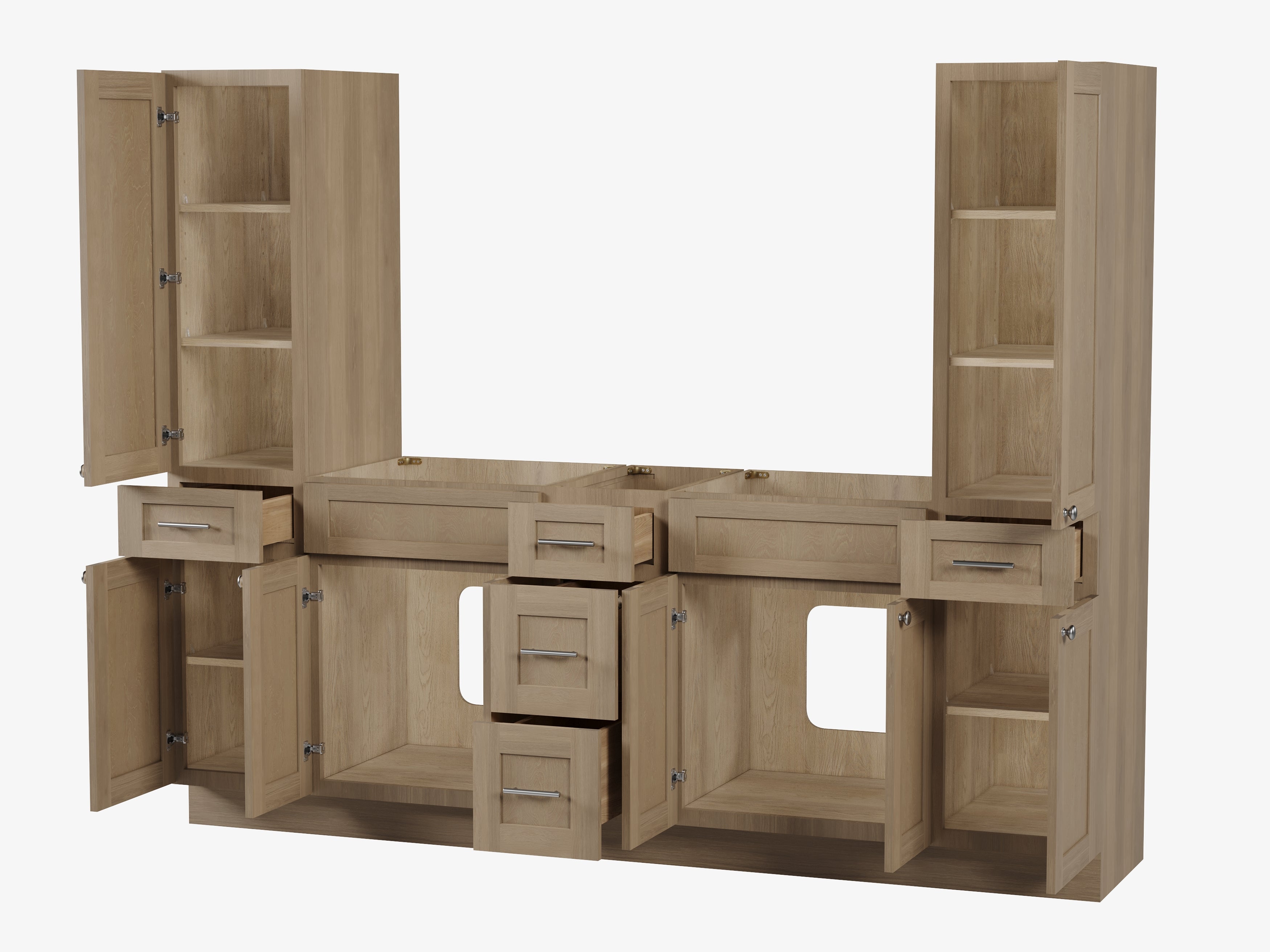 Disar 90'' Double Bathroom Vanity With Tall Linen Cabinet Dovetail Solid Wood Drawer Base Only