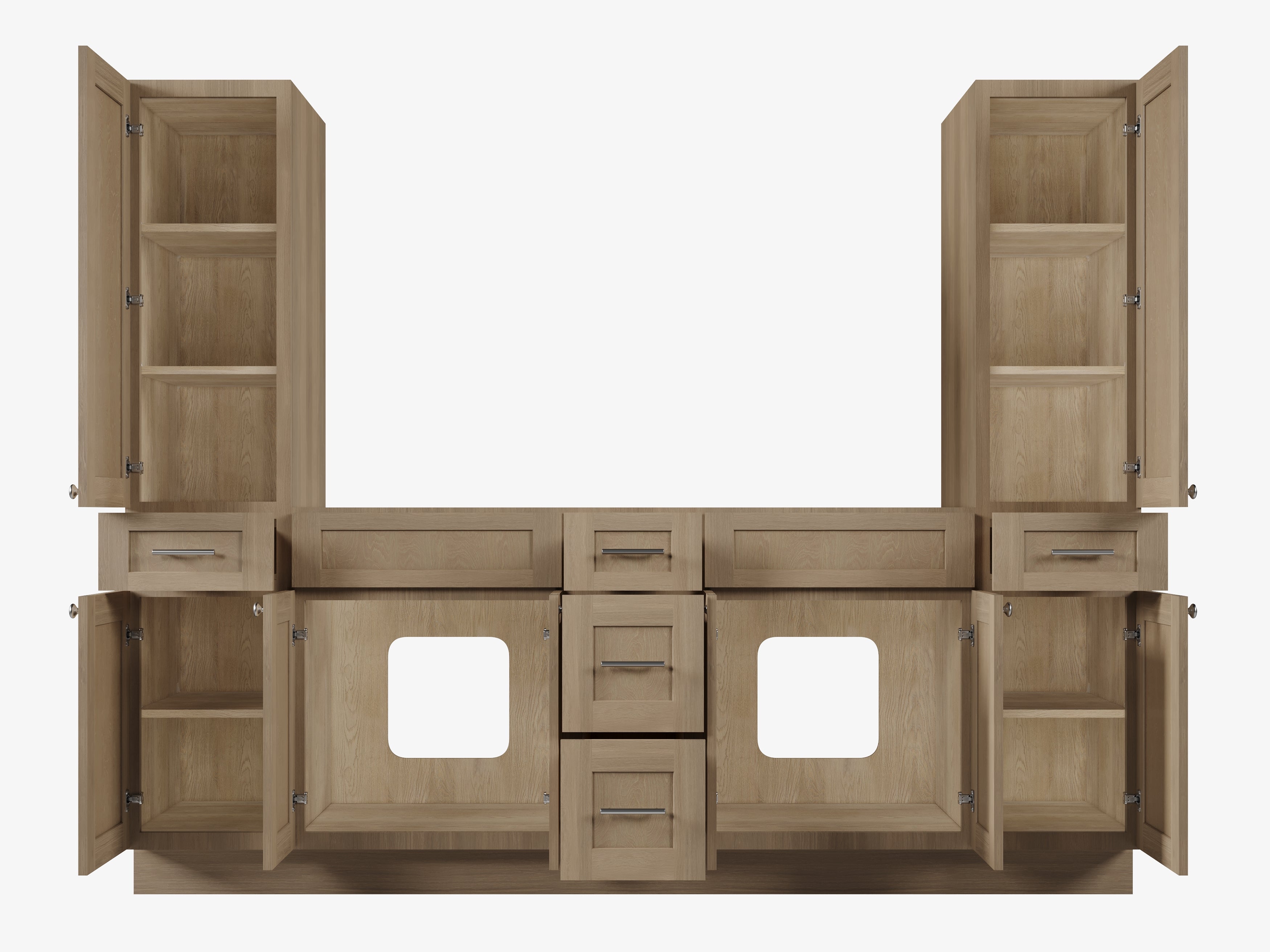 Disar 90'' Double Bathroom Vanity With Tall Linen Cabinet Dovetail Solid Wood Drawer Base Only