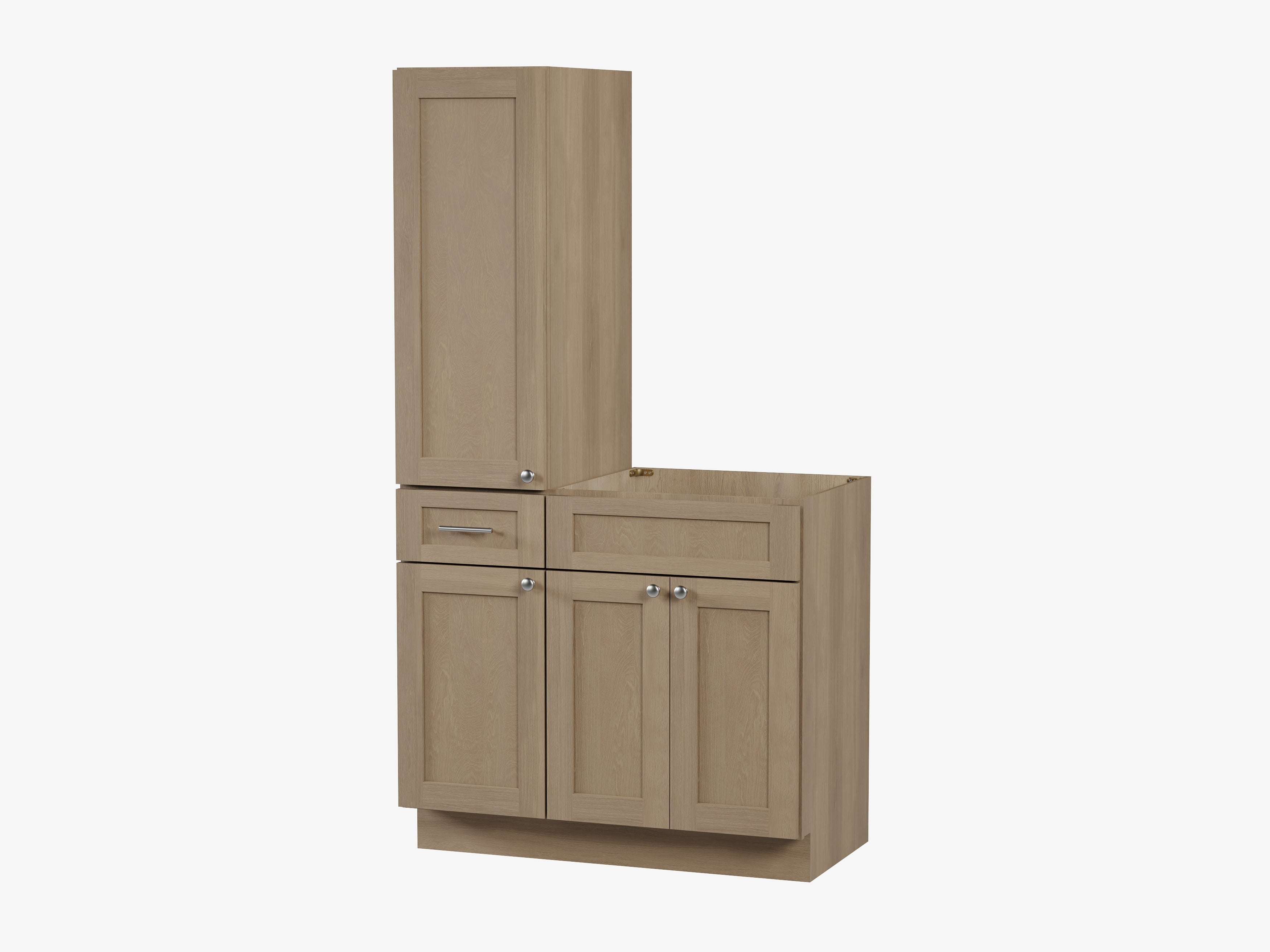 Disar 39'' Single Bathroom Vanity With Left Tall Linen Cabinet Dovetail Solid Wood Drawer Base Only