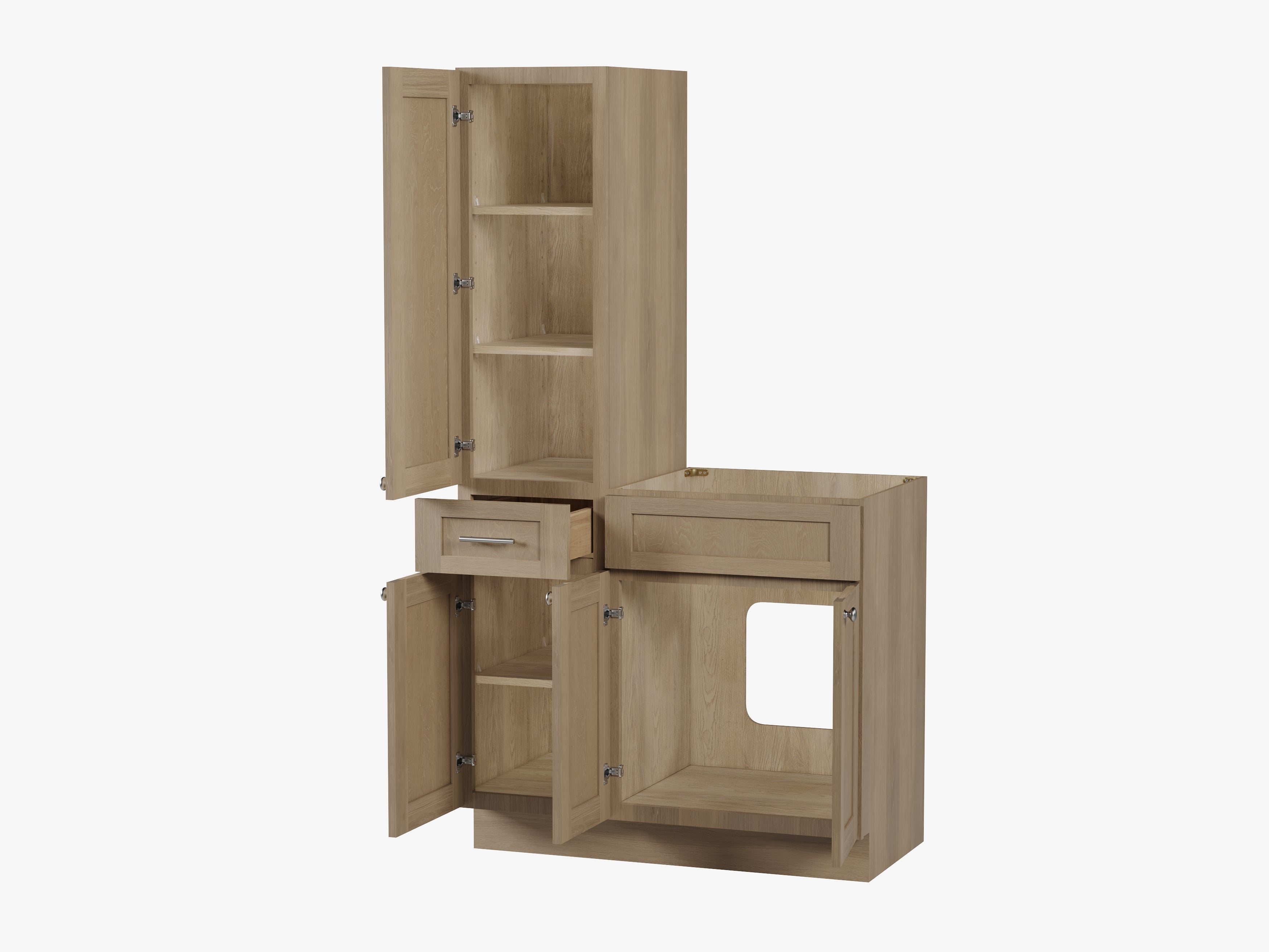 Disar 39'' Single Bathroom Vanity With Left Tall Linen Cabinet Dovetail Solid Wood Drawer Base Only