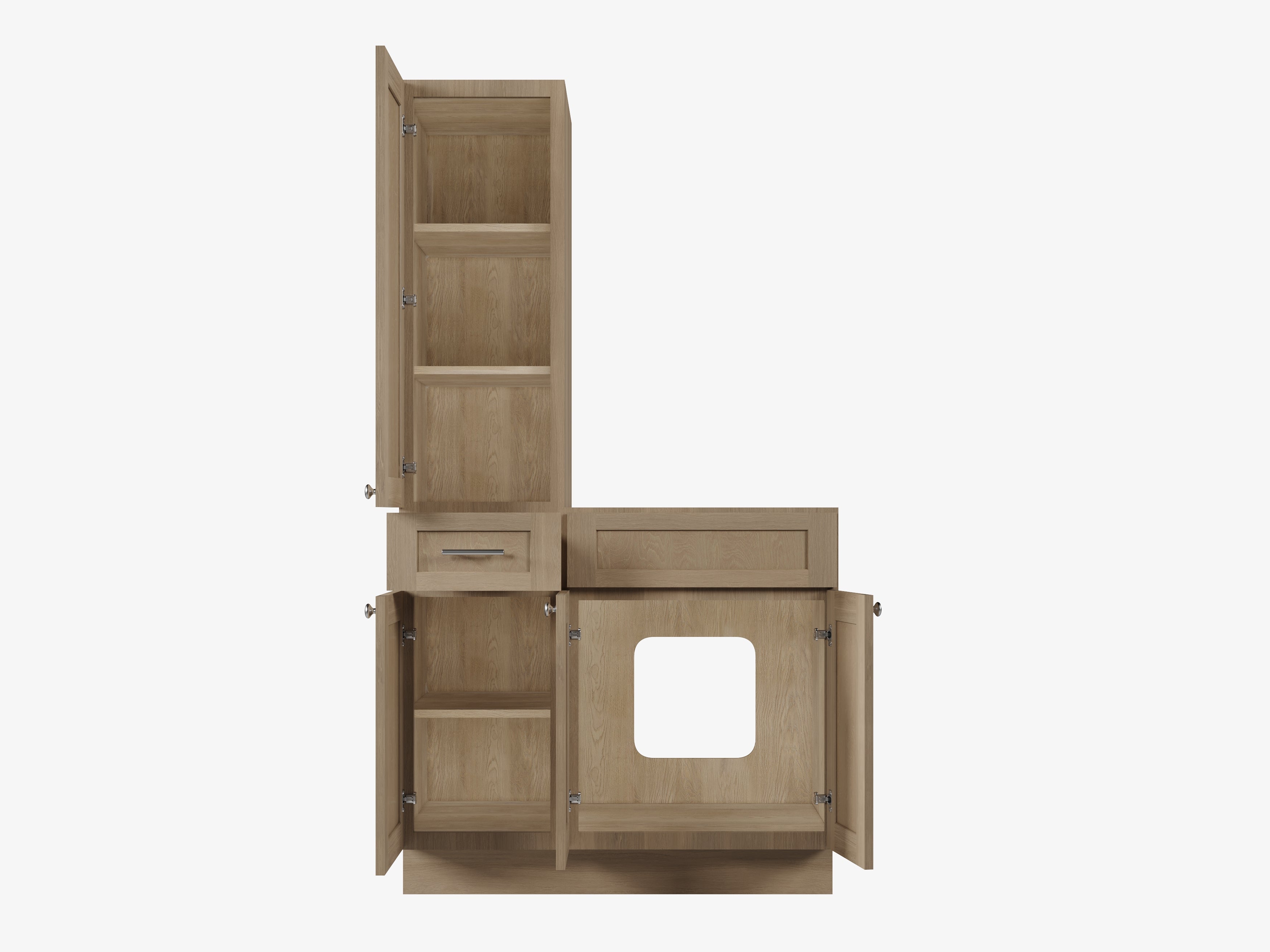 Disar 39'' Single Bathroom Vanity With Left Tall Linen Cabinet Dovetail Solid Wood Drawer Base Only