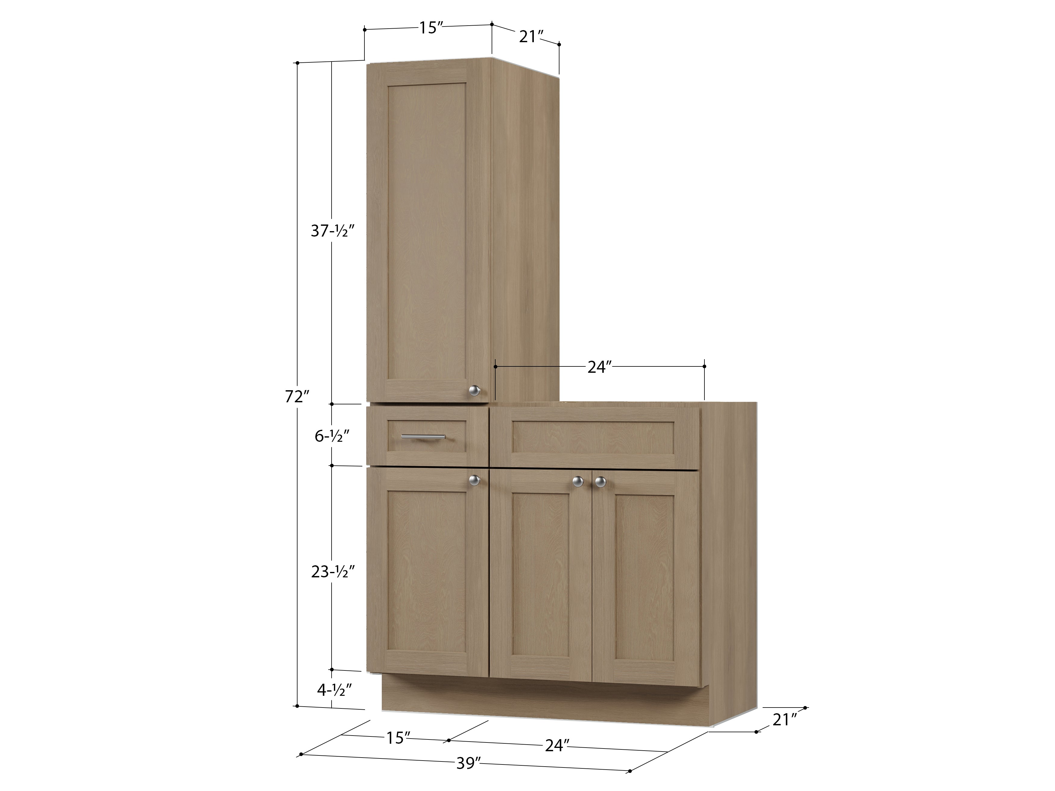 Disar 39'' Single Bathroom Vanity With Left Tall Linen Cabinet Dovetail Solid Wood Drawer Base Only