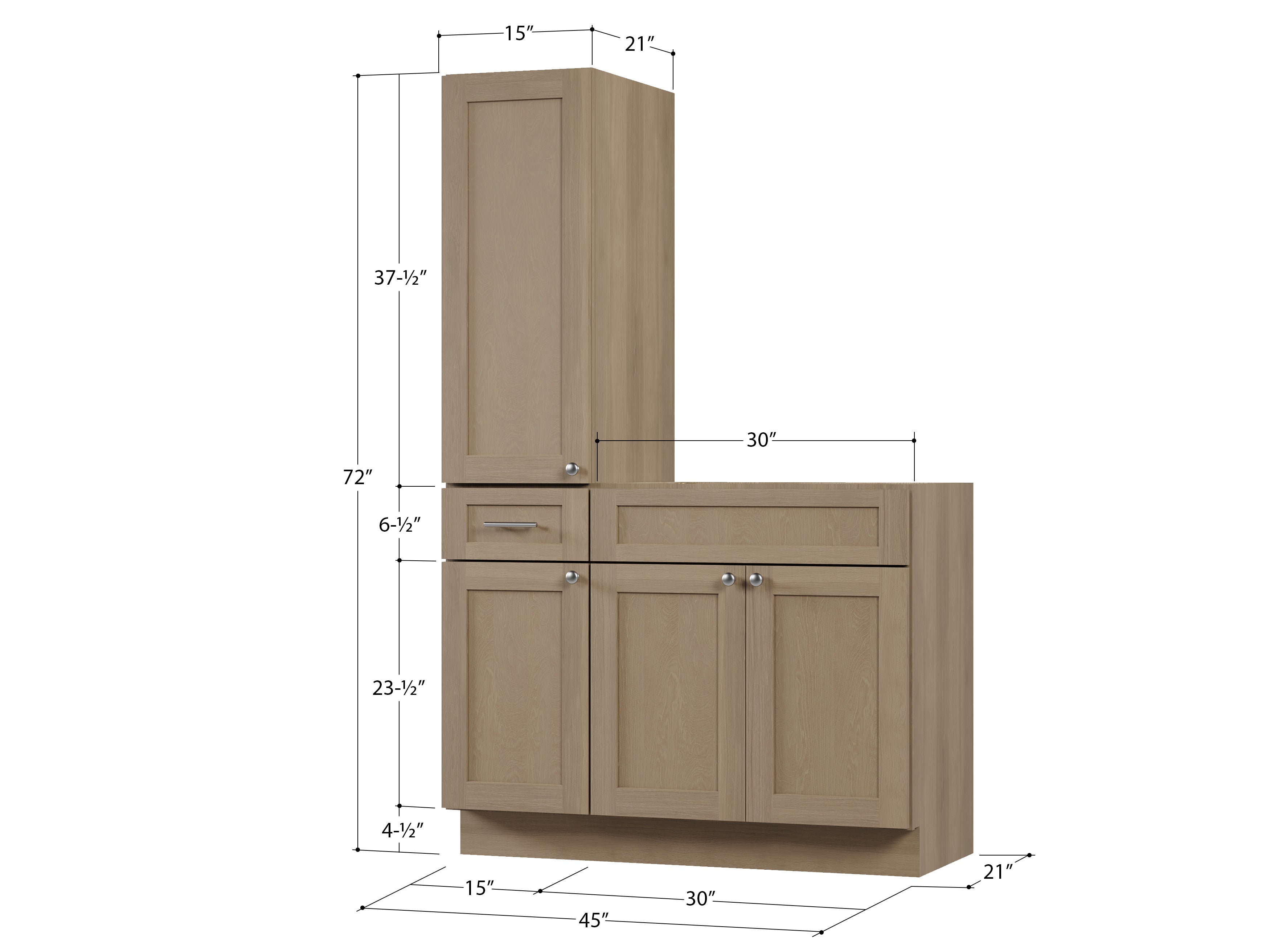 Disar 45'' Single Bathroom Vanity With Left Tall Linen Cabinet Dovetail Solid Wood Drawer Base Only