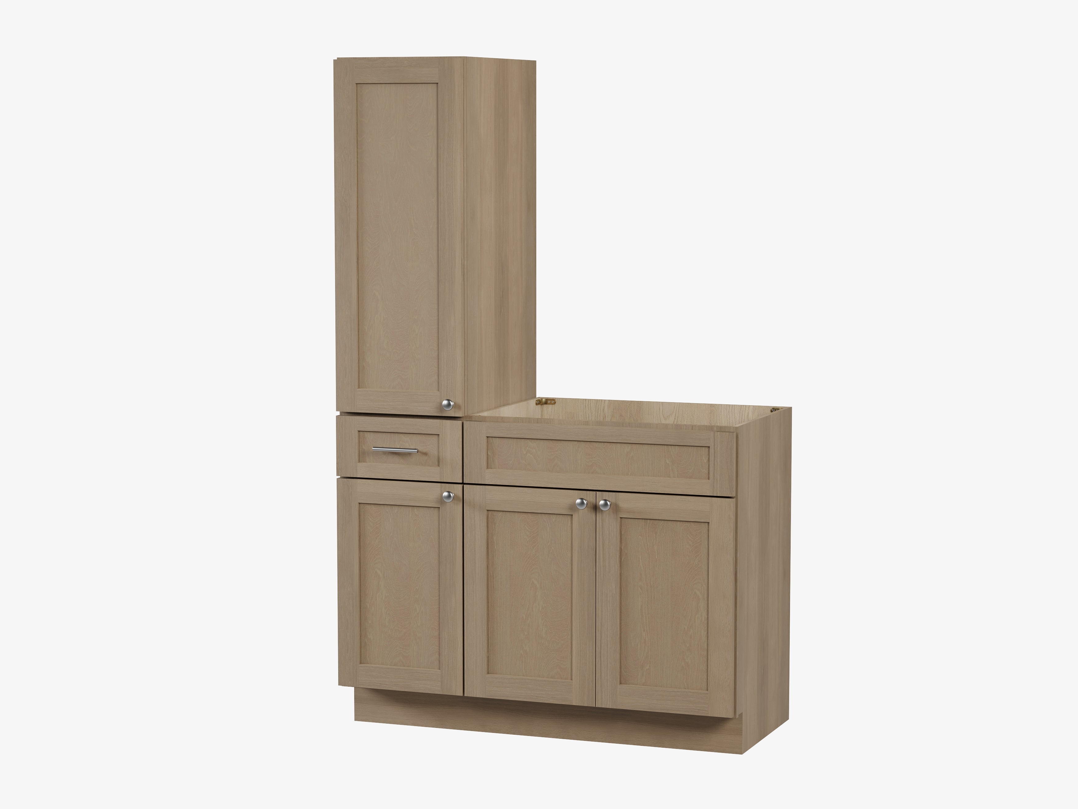 Disar 45'' Single Bathroom Vanity With Left Tall Linen Cabinet Dovetail Solid Wood Drawer Base Only