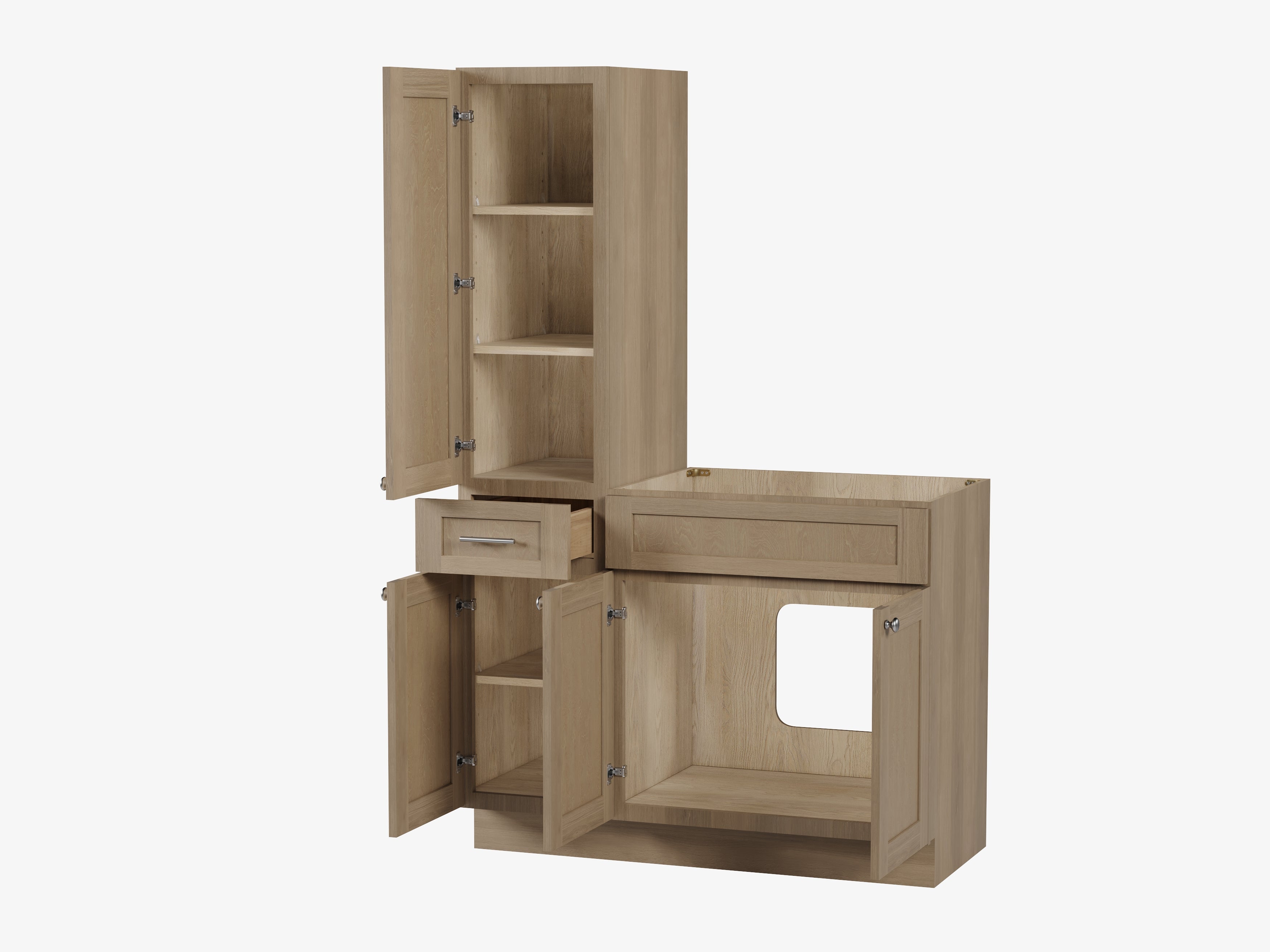 Disar 45'' Single Bathroom Vanity With Left Tall Linen Cabinet Dovetail Solid Wood Drawer Base Only