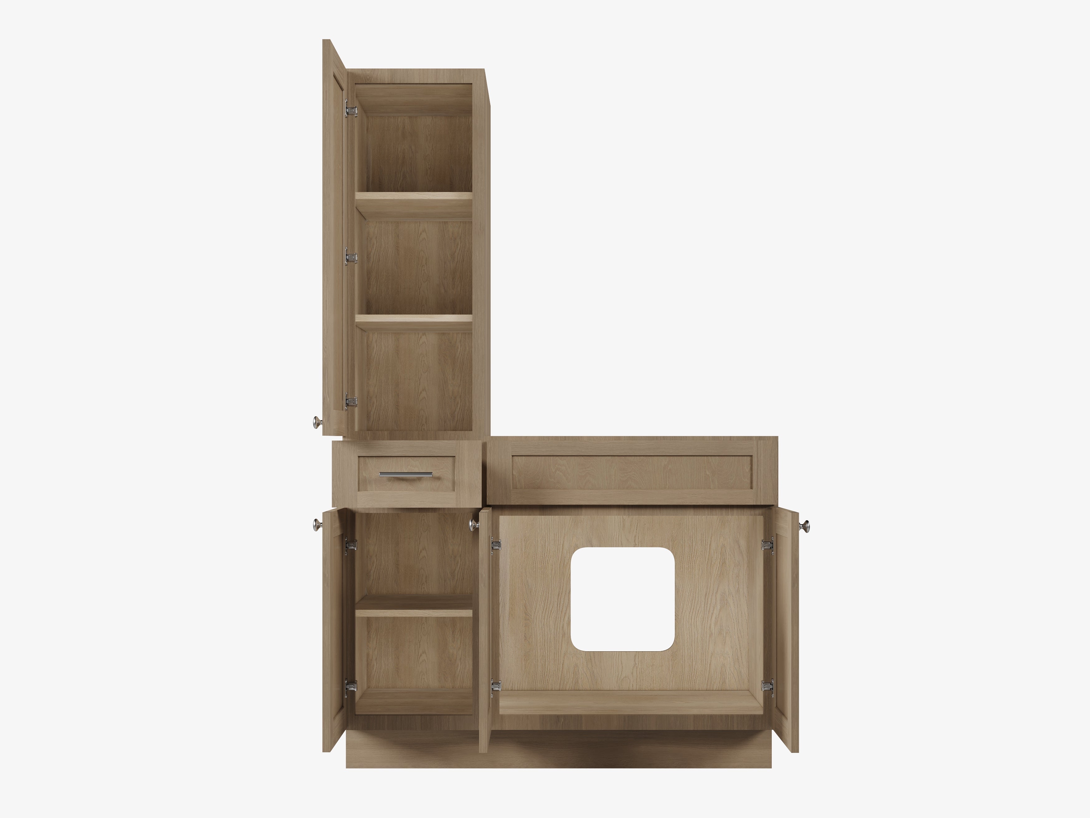 Disar 45'' Single Bathroom Vanity With Left Tall Linen Cabinet Dovetail Solid Wood Drawer Base Only