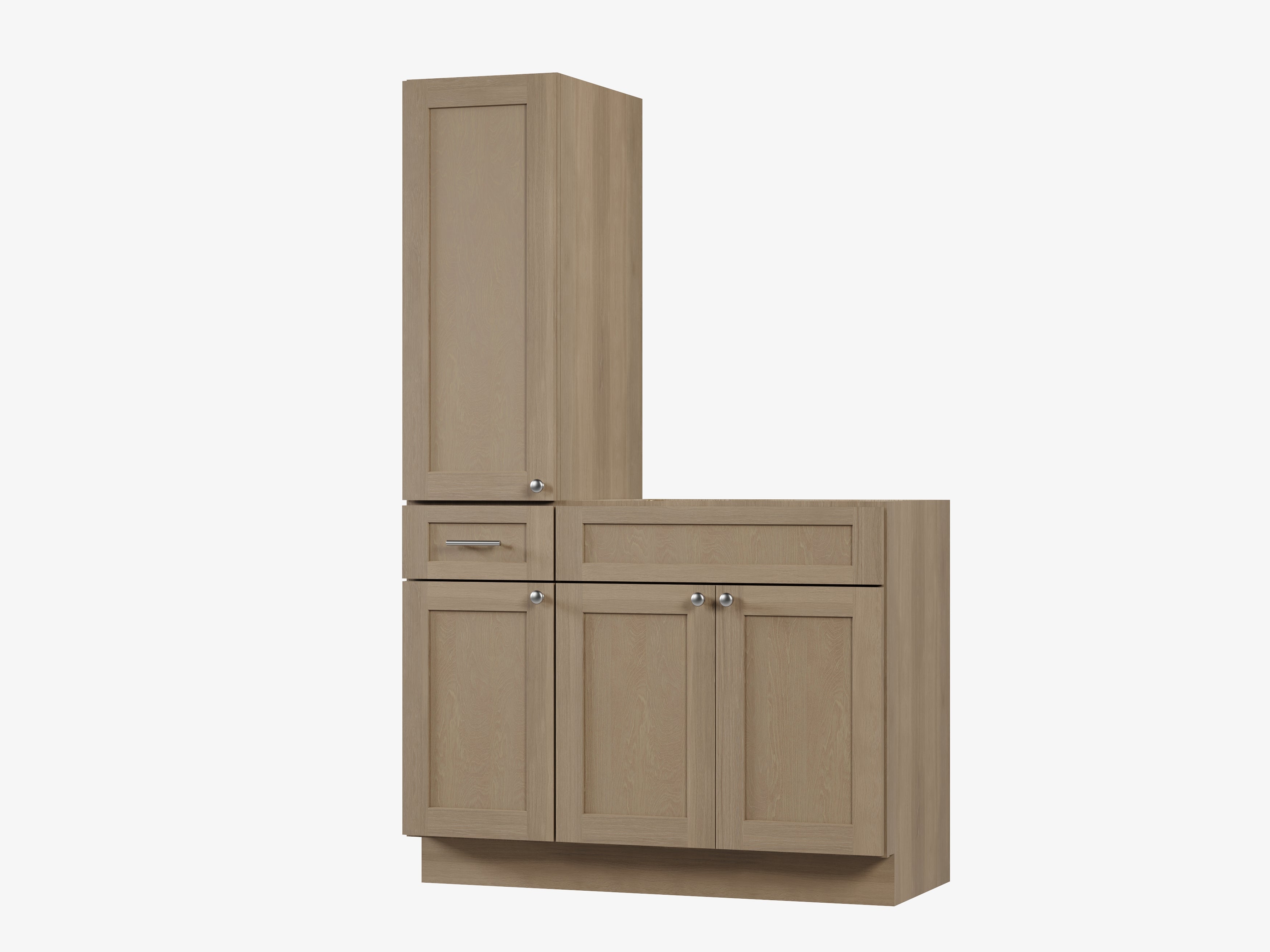 Disar 45'' Single Bathroom Vanity With Left Tall Linen Cabinet Dovetail Solid Wood Drawer Base Only