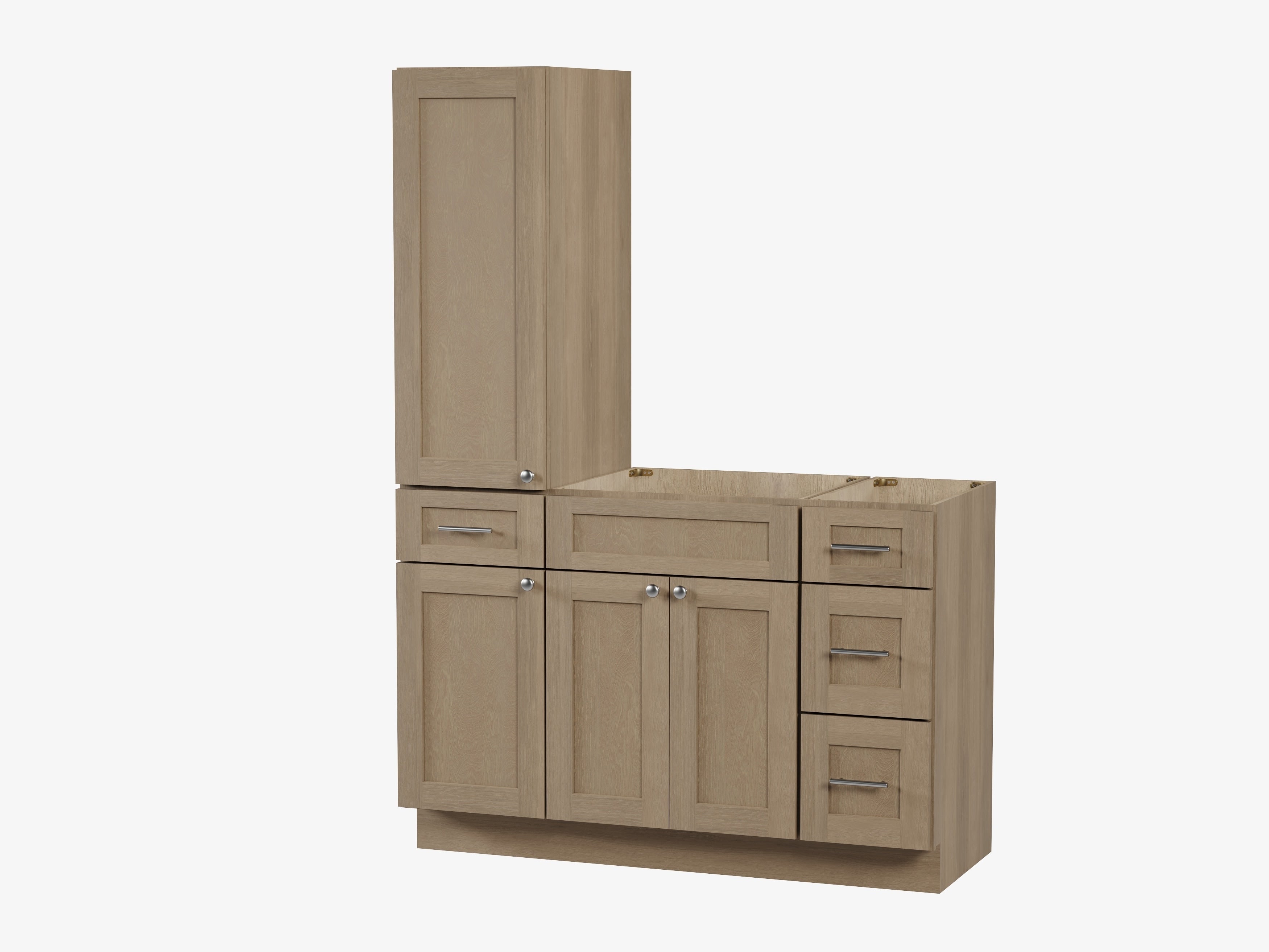 Disar 51'' Single Bathroom Vanity With Left Tall Linen Cabinet Dovetail Solid Wood Drawer Base Only