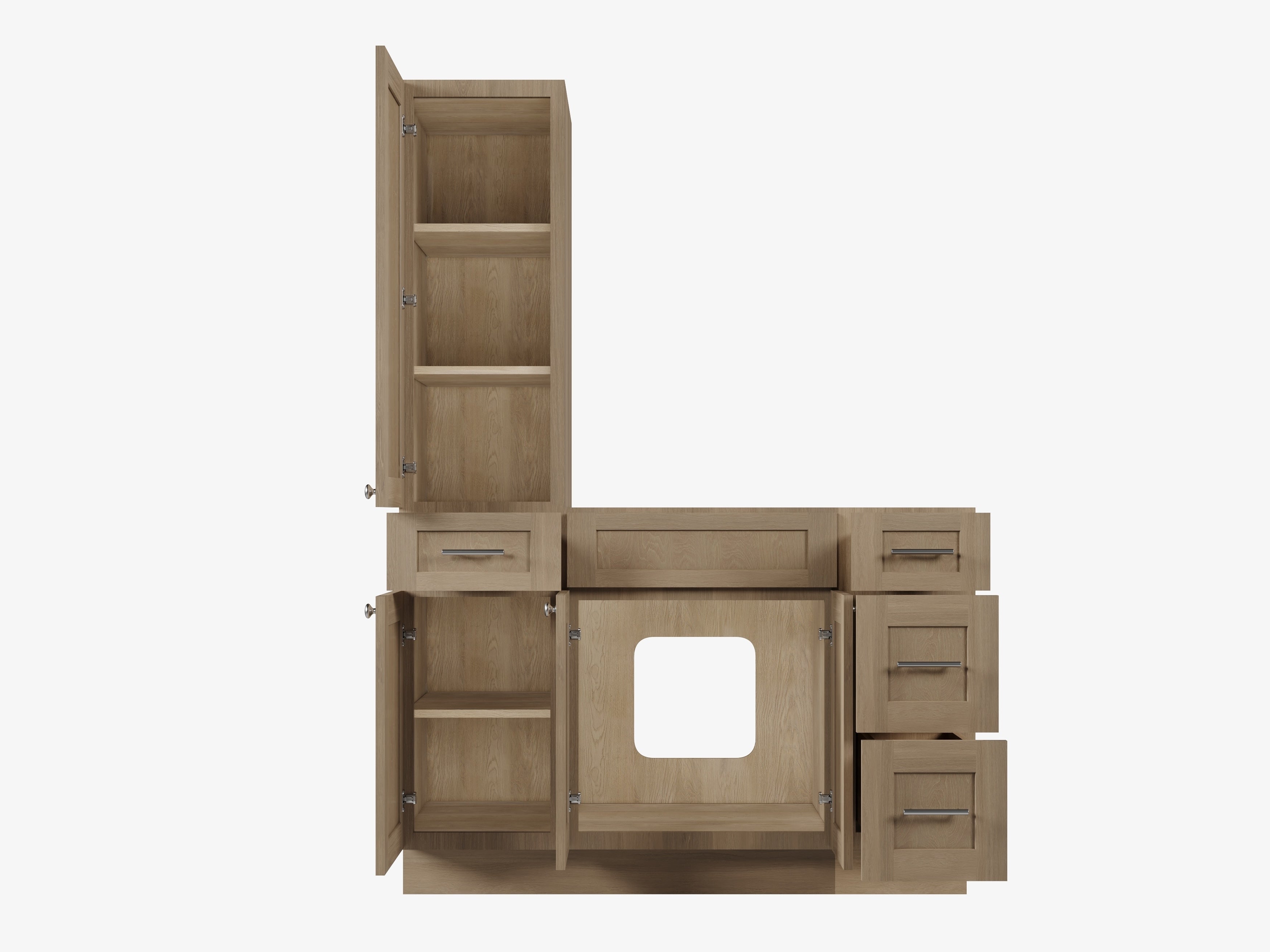 Disar 51'' Single Bathroom Vanity With Left Tall Linen Cabinet Dovetail Solid Wood Drawer Base Only