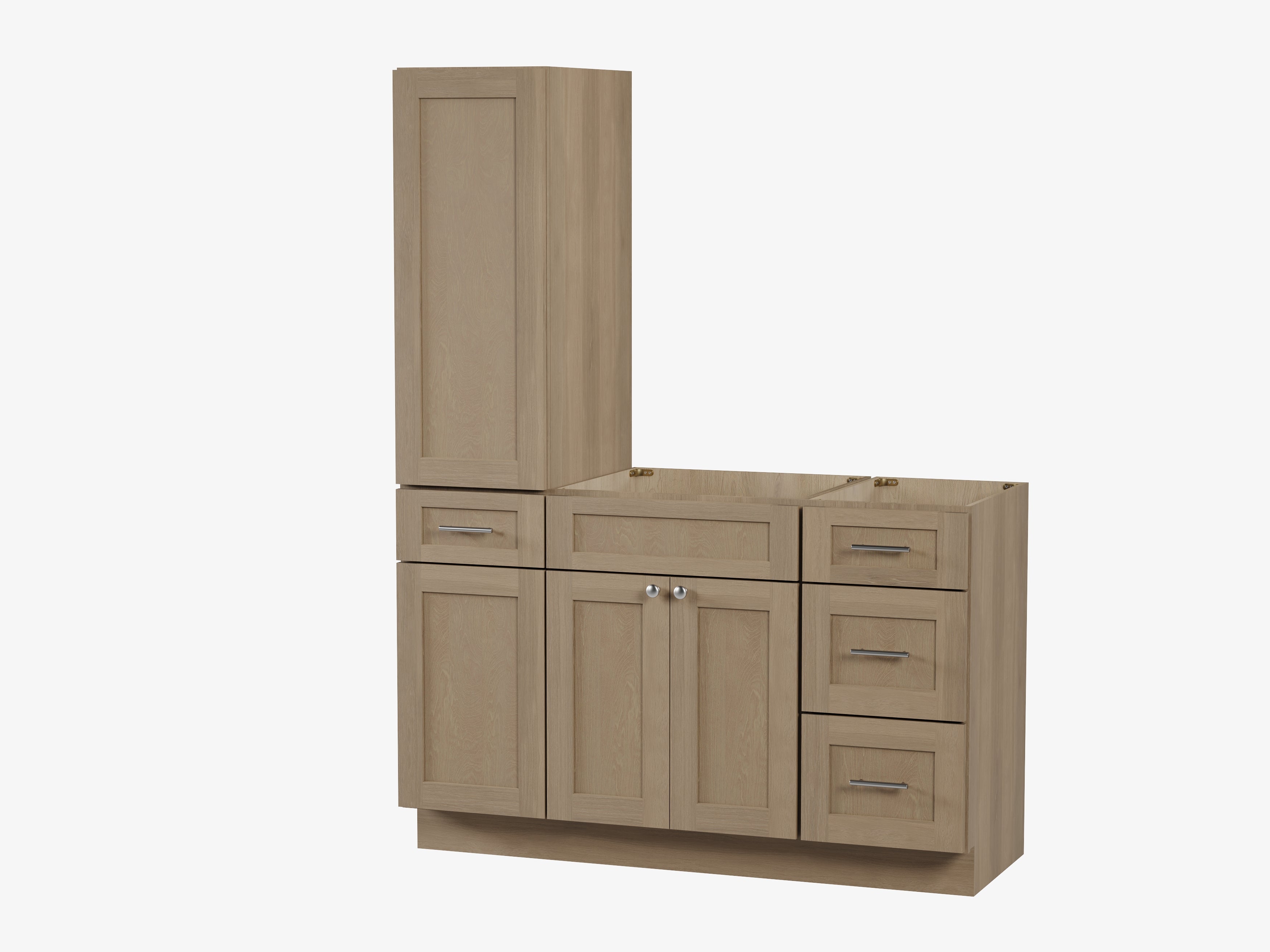 Disar 54'' Single Bathroom Vanity With Left Tall Linen Cabinet Dovetail Solid Wood Drawer Base Only