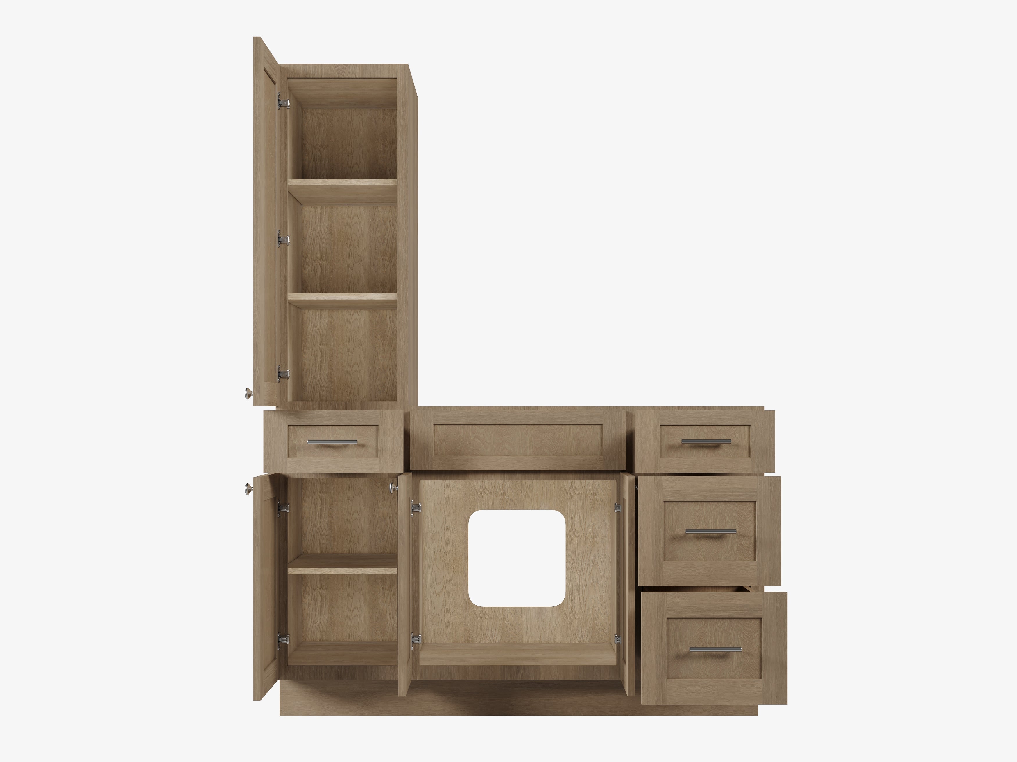 Disar 54'' Single Bathroom Vanity With Left Tall Linen Cabinet Dovetail Solid Wood Drawer Base Only