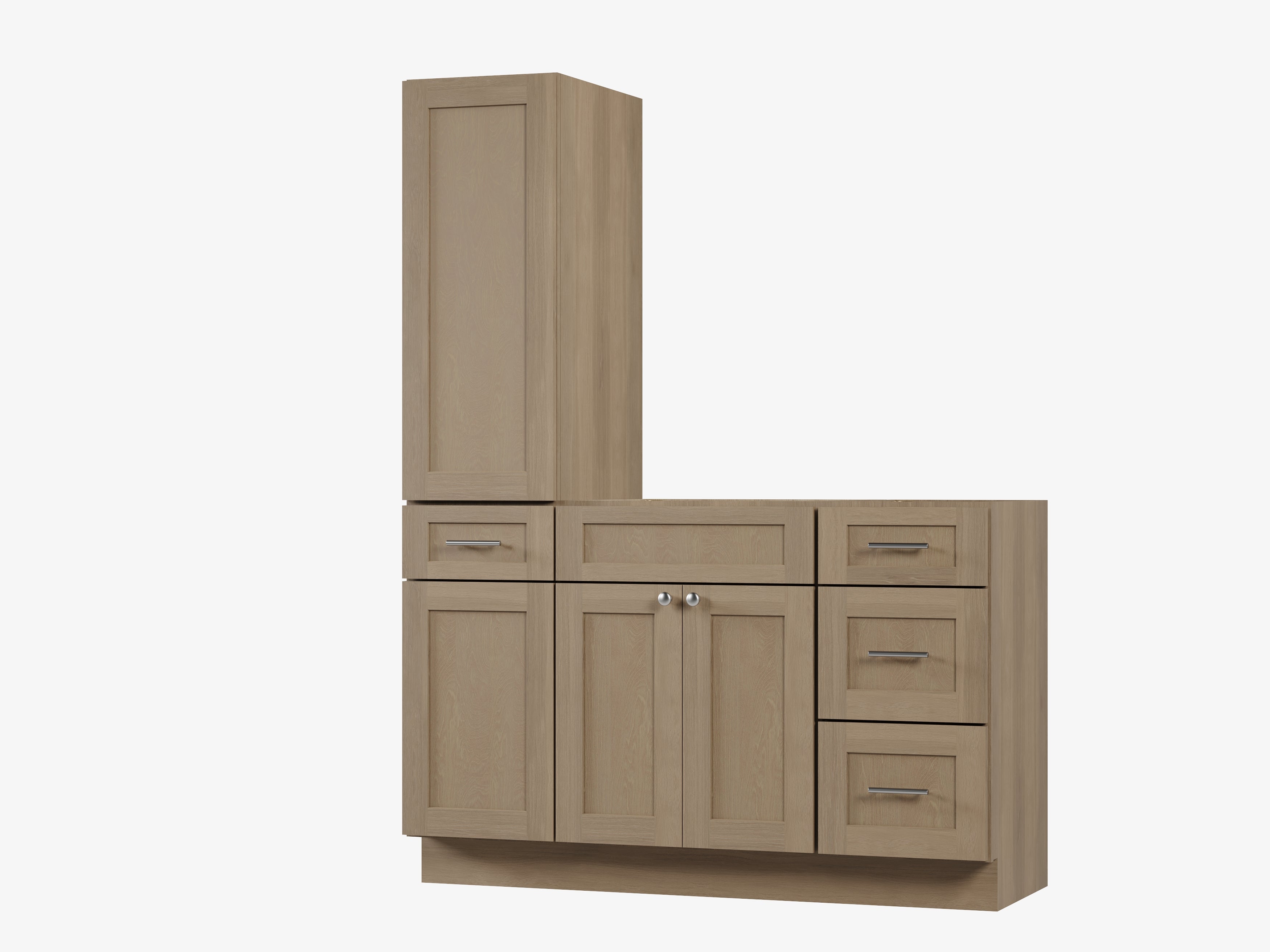 Disar 54'' Single Bathroom Vanity With Left Tall Linen Cabinet Dovetail Solid Wood Drawer Base Only
