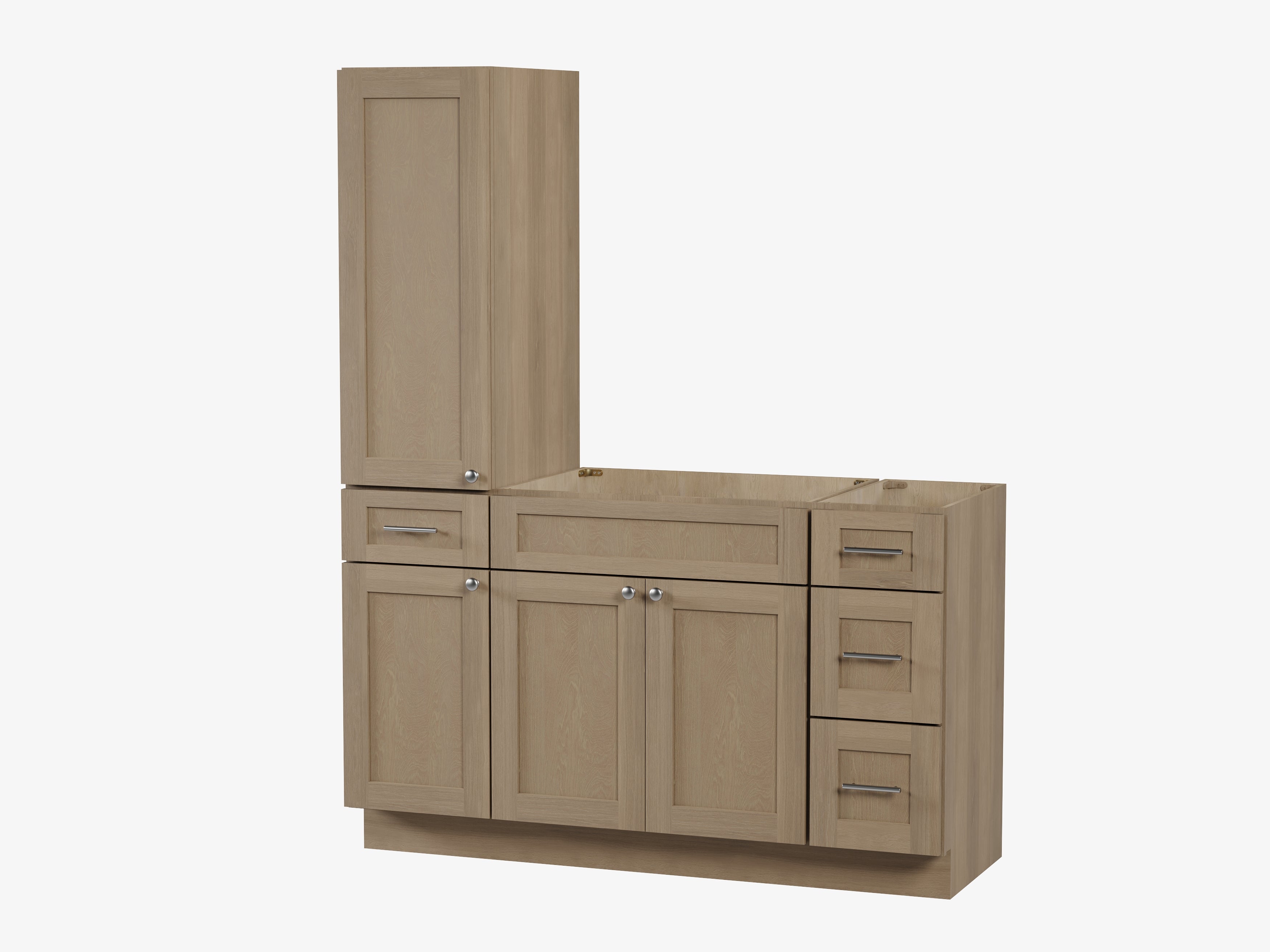 Disar 57'' Single Bathroom Vanity With Left Tall Linen Cabinet Dovetail Solid Wood Drawer Base Only