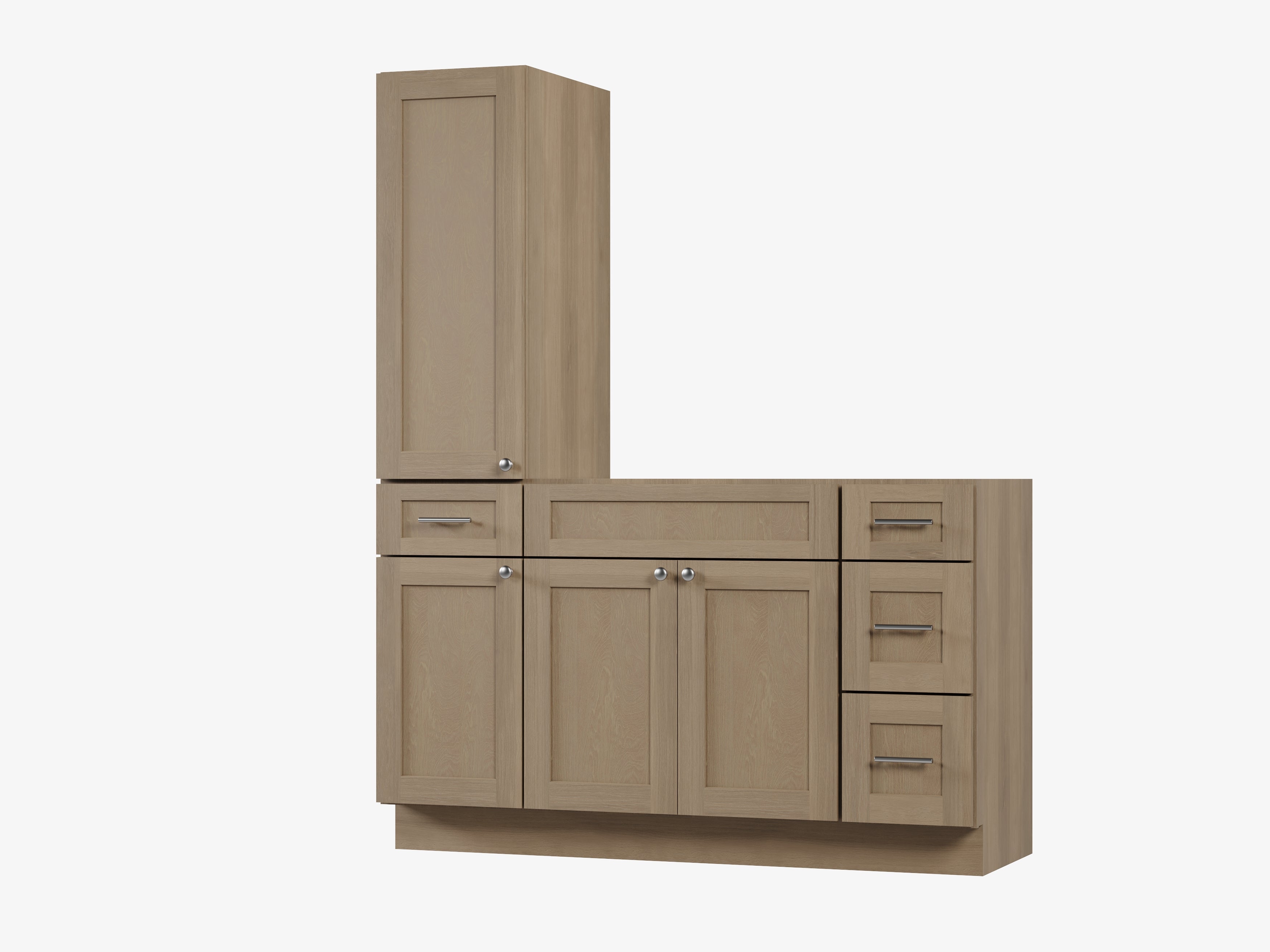 Disar 57'' Single Bathroom Vanity With Left Tall Linen Cabinet Dovetail Solid Wood Drawer Base Only