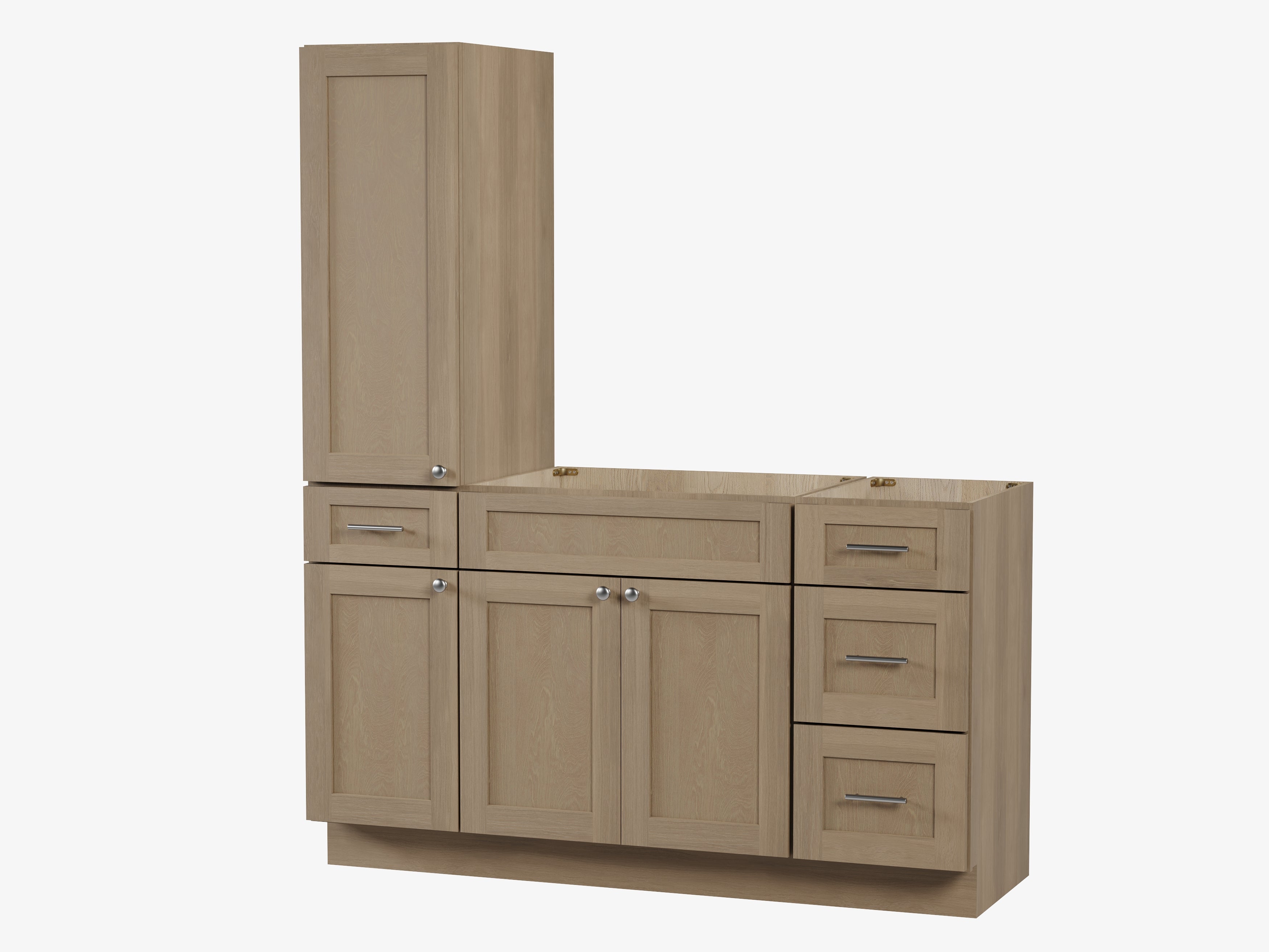 Disar 60'' Single Bathroom Vanity With Left Tall Linen Cabinet Dovetail Solid Wood Drawer Base Only