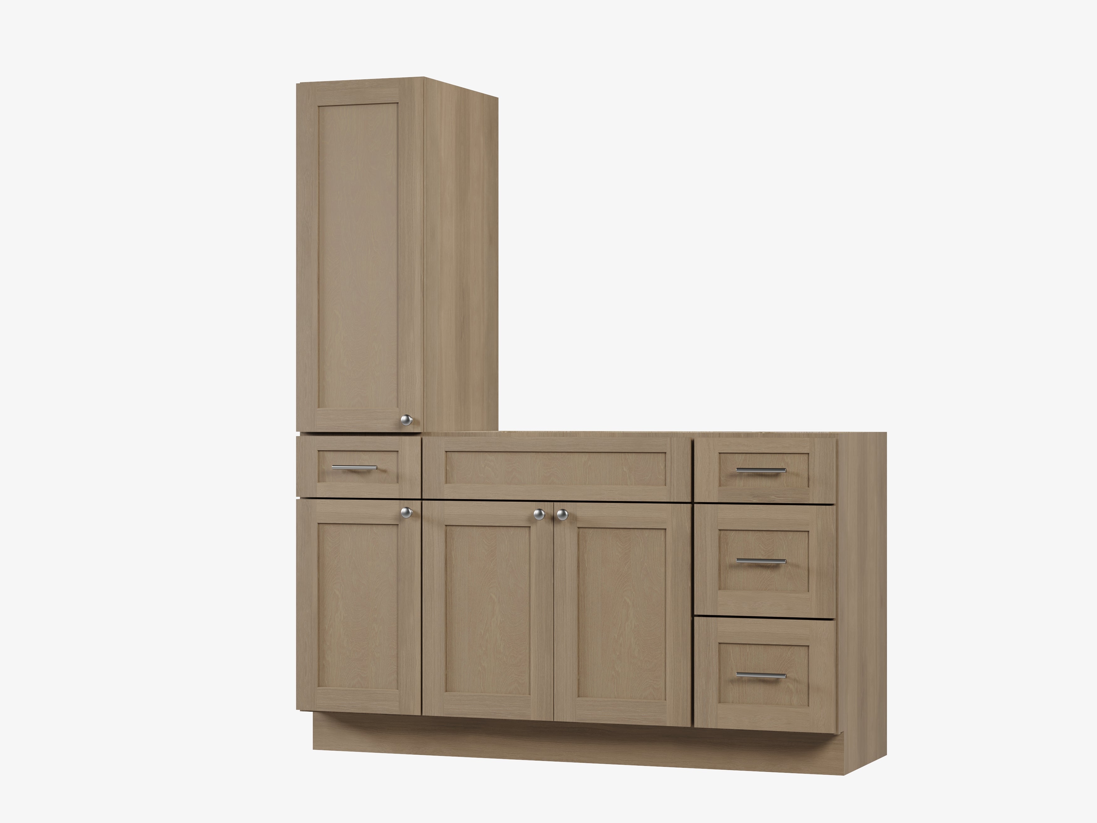 Disar 60'' Single Bathroom Vanity With Left Tall Linen Cabinet Dovetail Solid Wood Drawer Base Only