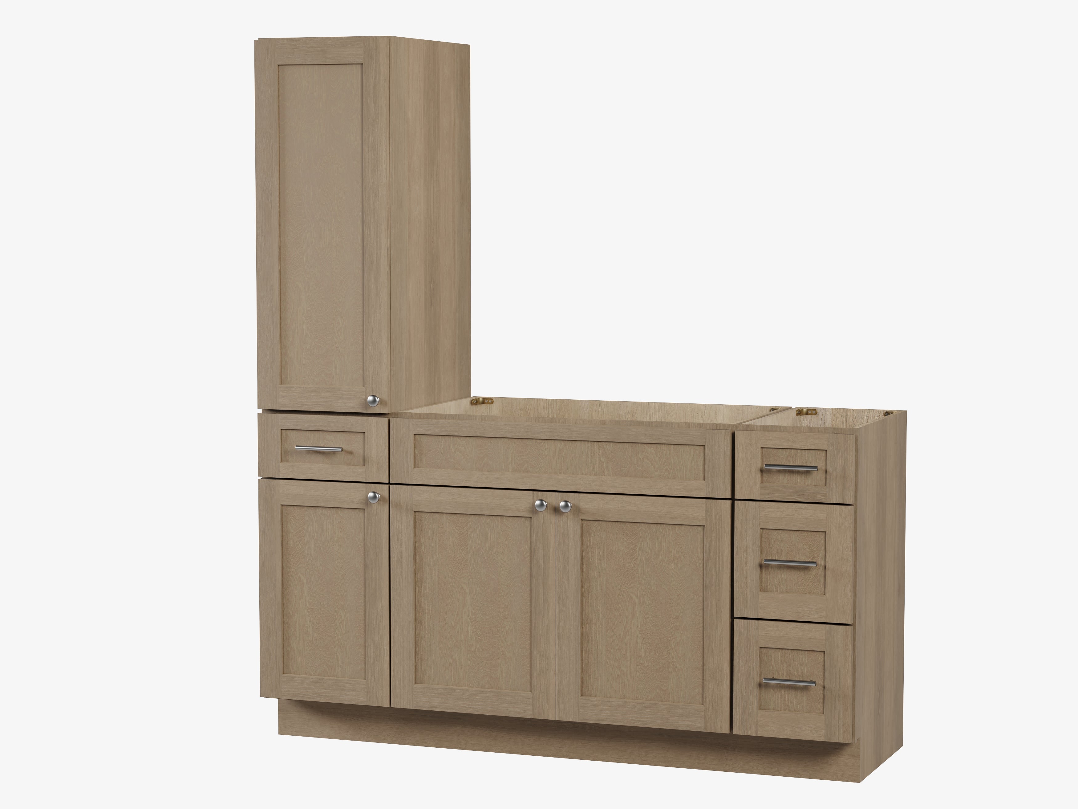 Disar 63'' Single Bathroom Vanity With Left Tall Linen Cabinet Dovetail Solid Wood Drawer Base Only