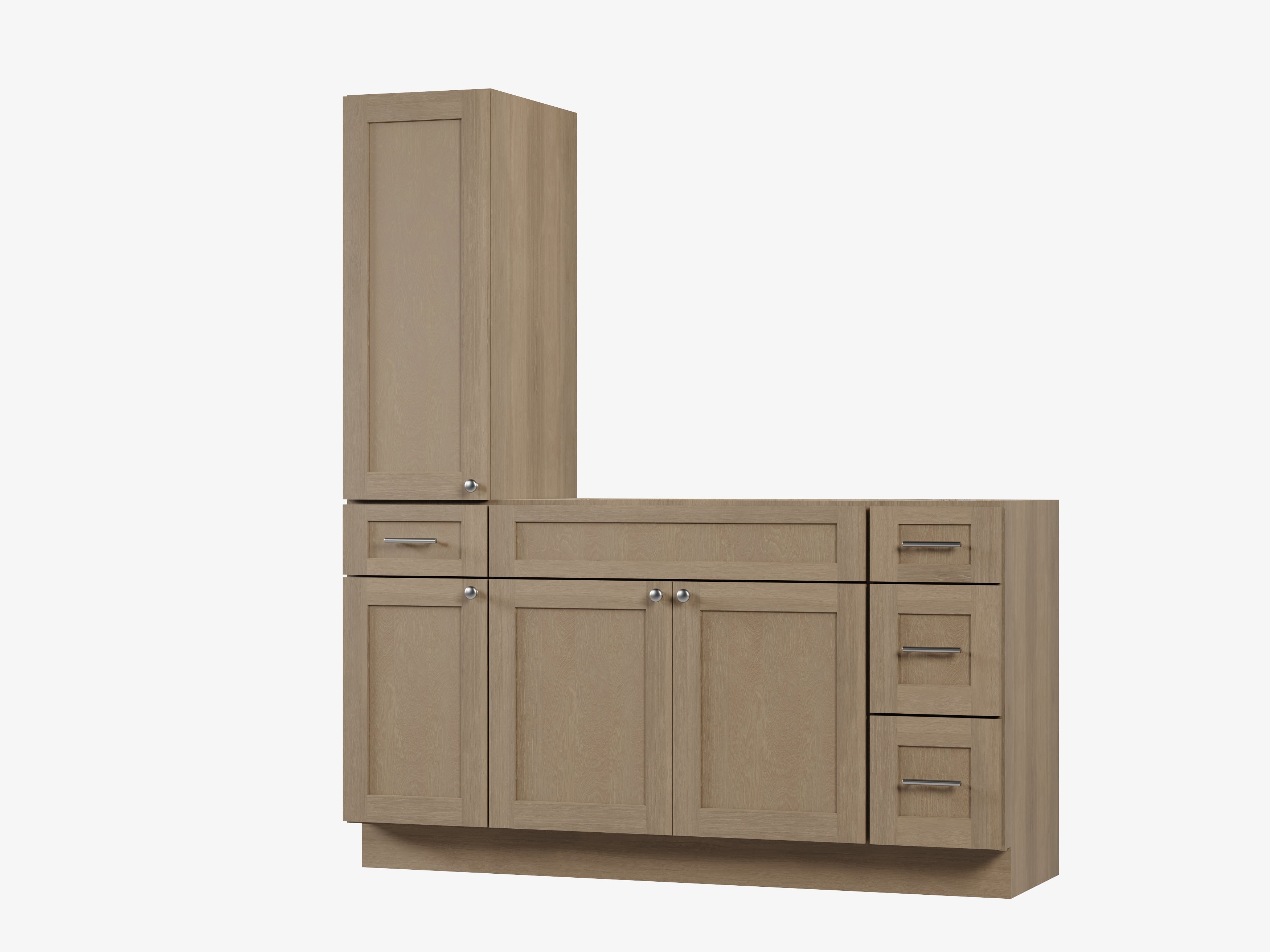 Disar 63'' Single Bathroom Vanity With Left Tall Linen Cabinet Dovetail Solid Wood Drawer Base Only