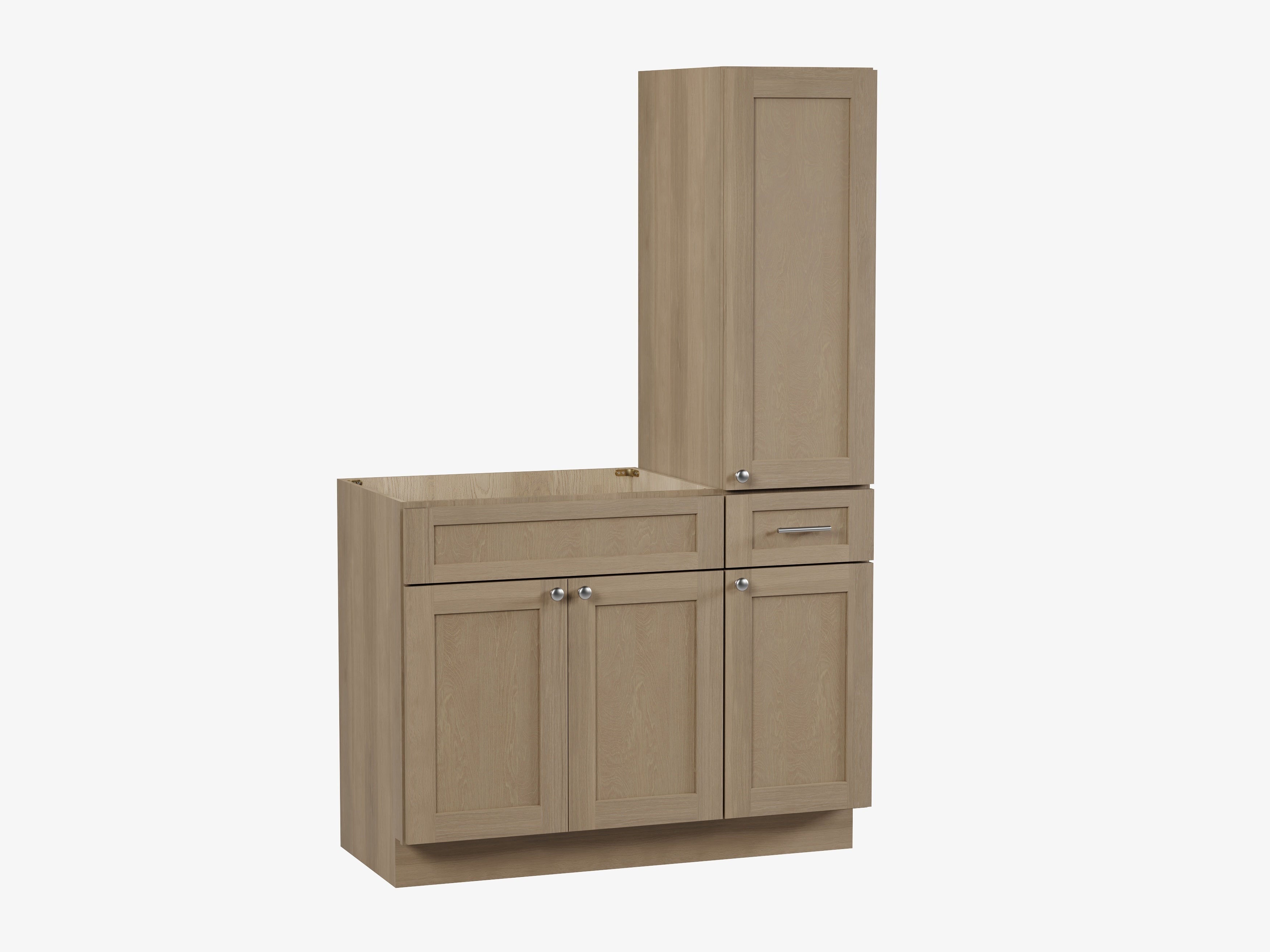 Disar 45'' Single Bathroom Vanity With Right Tall Linen Cabinet Dovetail Solid Wood Drawer Base Only