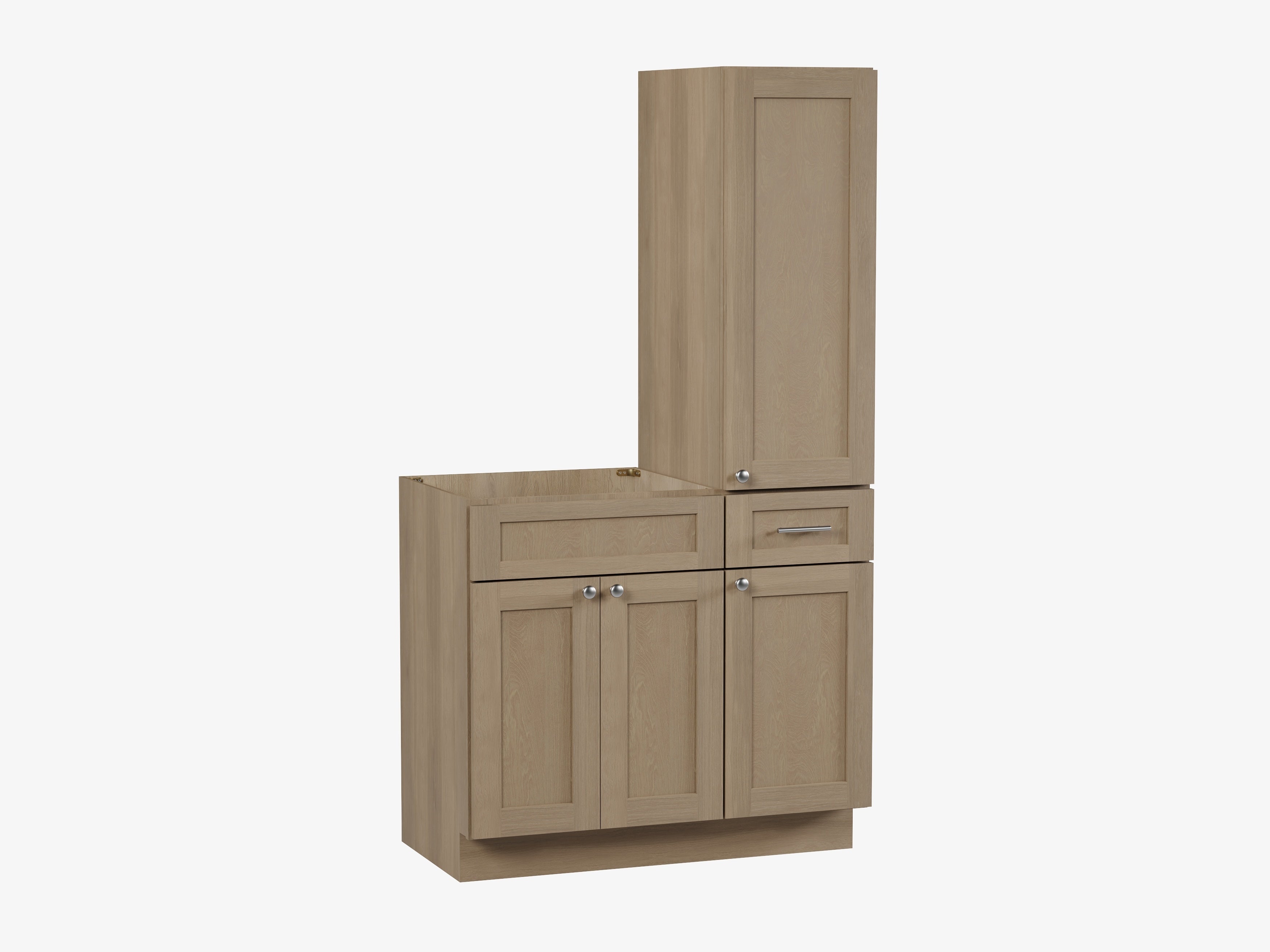 Disar 39'' Single Bathroom Vanity With Right Tall Linen Cabinet Dovetail Solid Wood Drawer Base Only