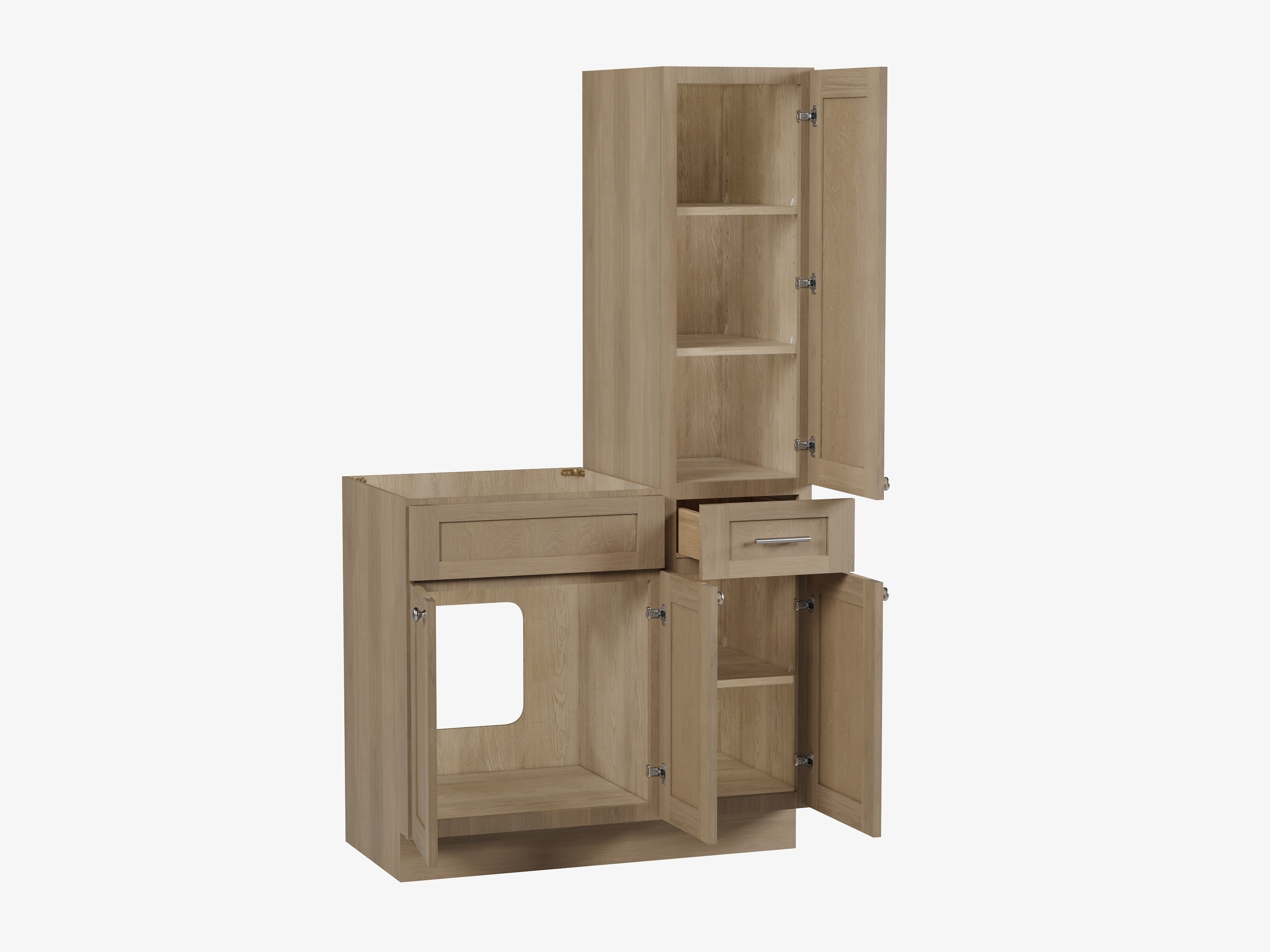 Disar 39'' Single Bathroom Vanity With Right Tall Linen Cabinet Dovetail Solid Wood Drawer Base Only