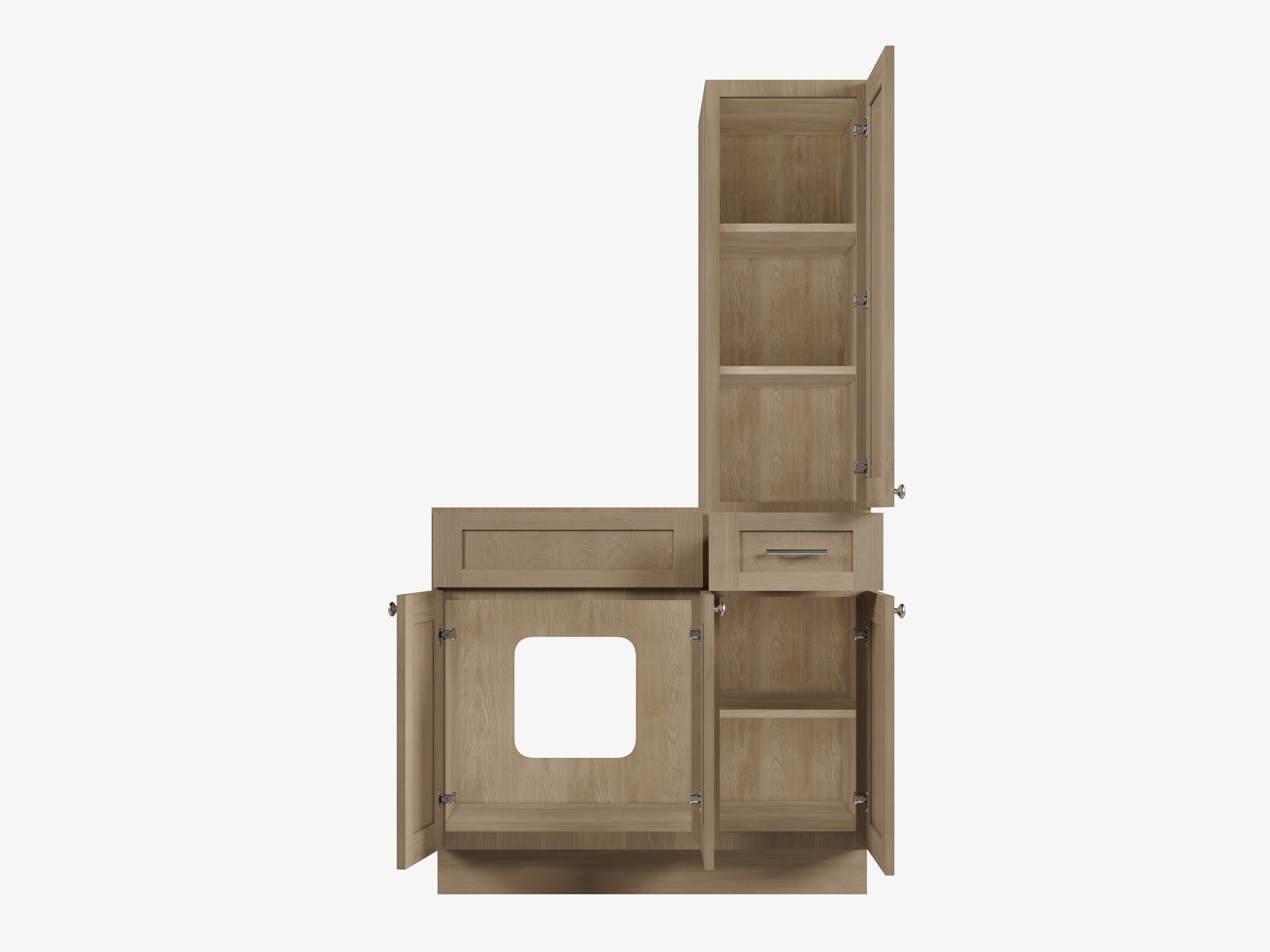 Disar 39'' Single Bathroom Vanity With Right Tall Linen Cabinet Dovetail Solid Wood Drawer Base Only