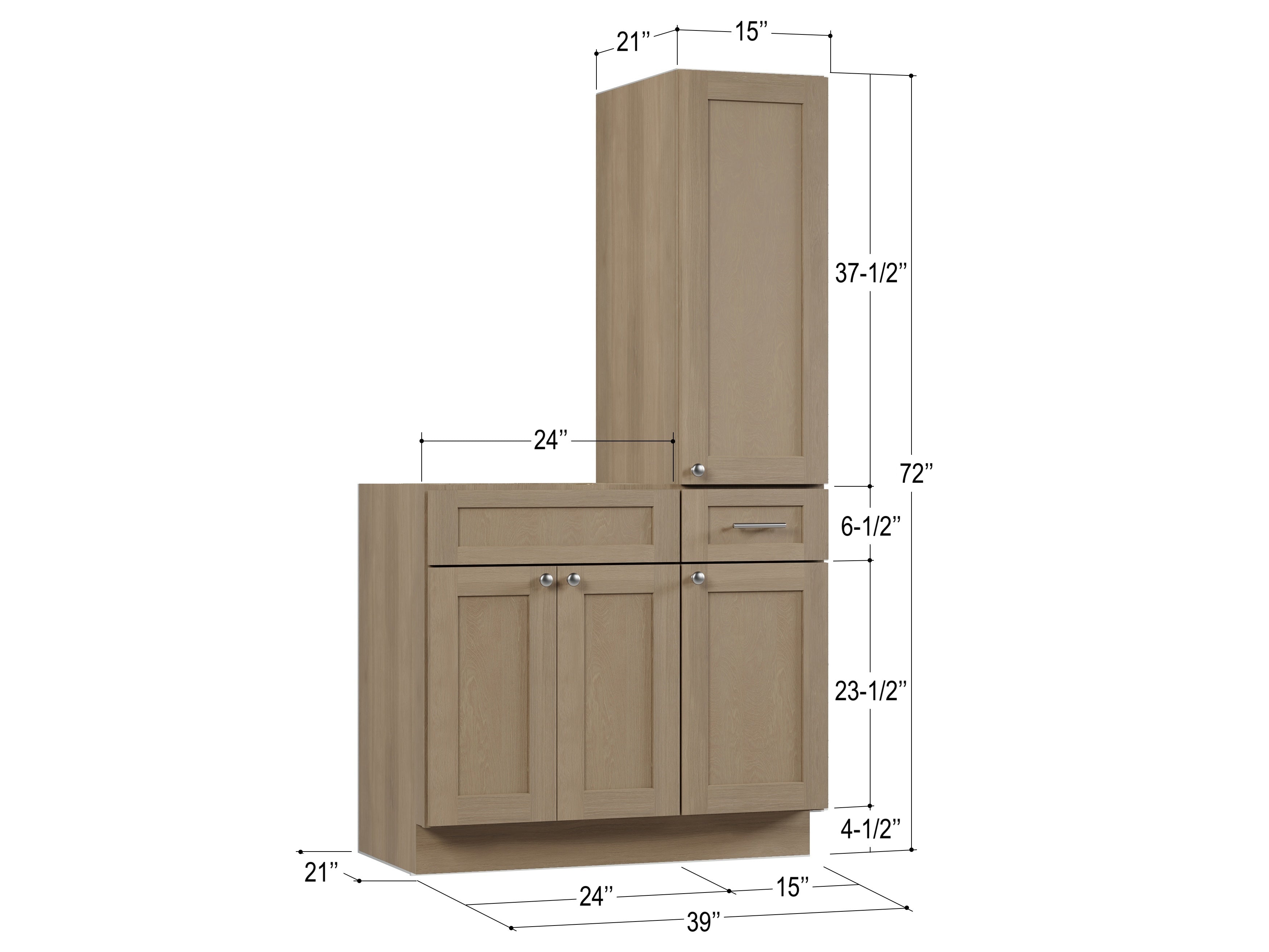 Disar 39'' Single Bathroom Vanity With Right Tall Linen Cabinet Dovetail Solid Wood Drawer Base Only
