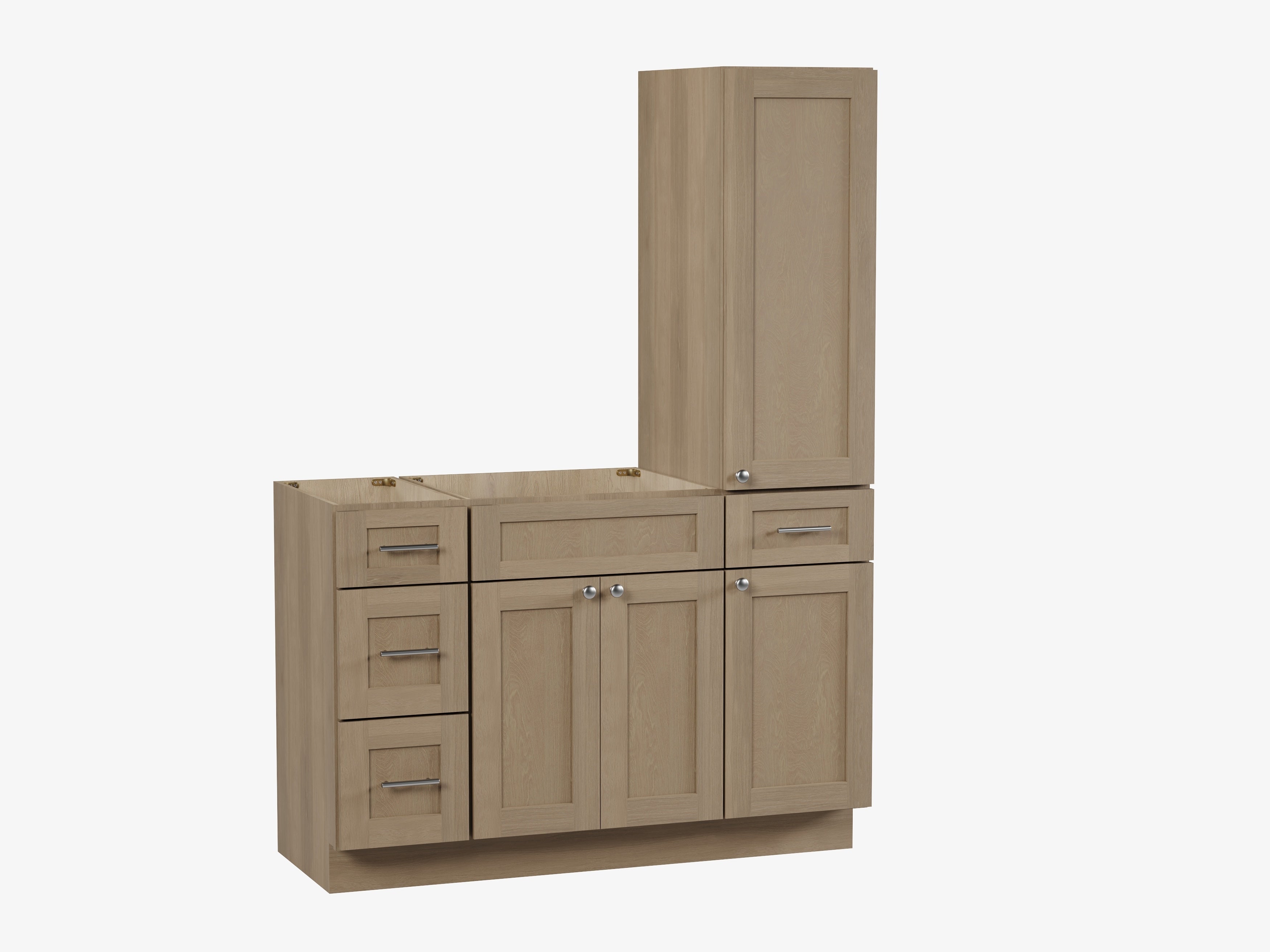 Disar 51'' Single Bathroom Vanity With Right Tall Linen Cabinet Dovetail Solid Wood Drawer Base Only