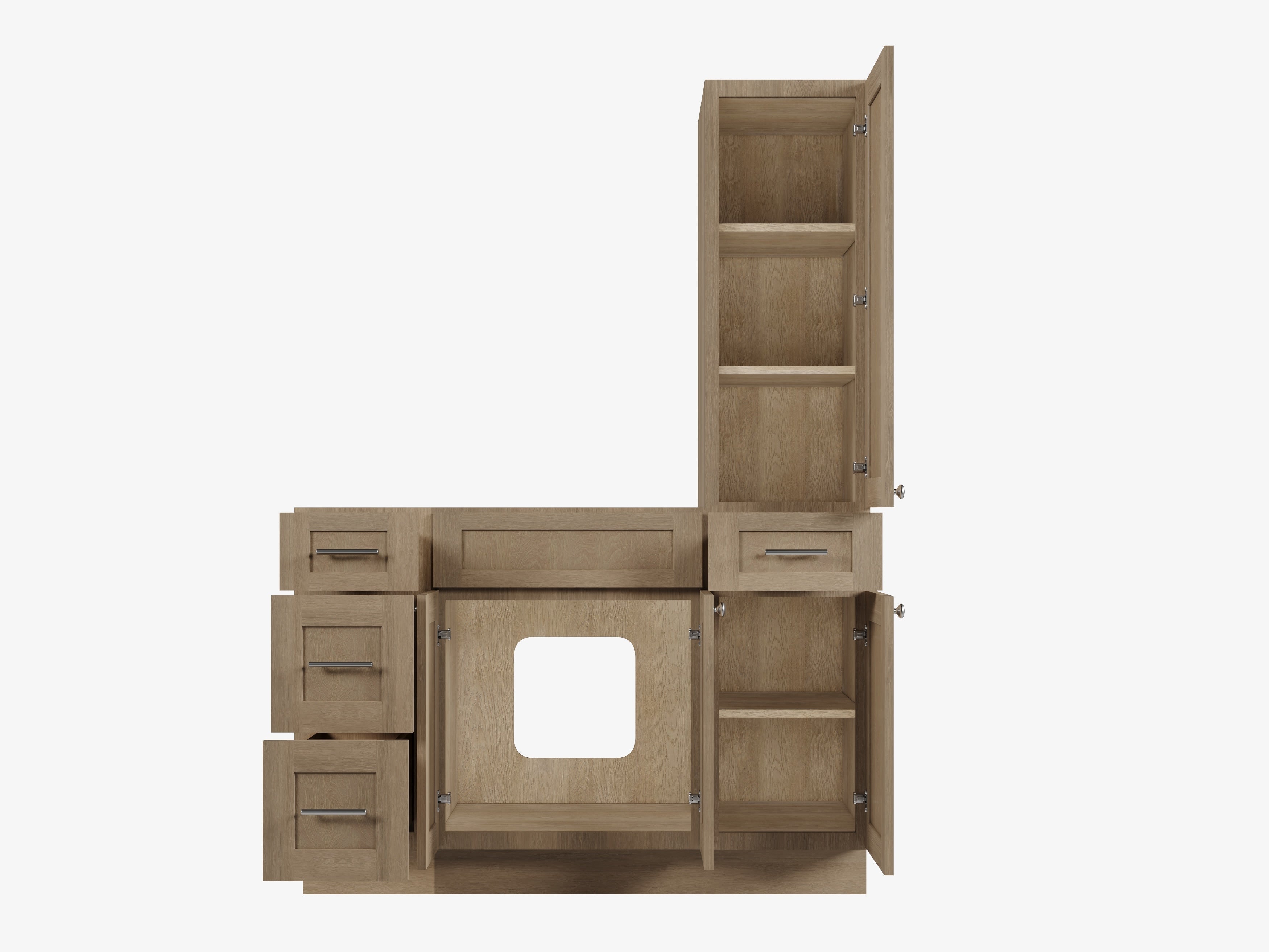 Disar 51'' Single Bathroom Vanity With Right Tall Linen Cabinet Dovetail Solid Wood Drawer Base Only