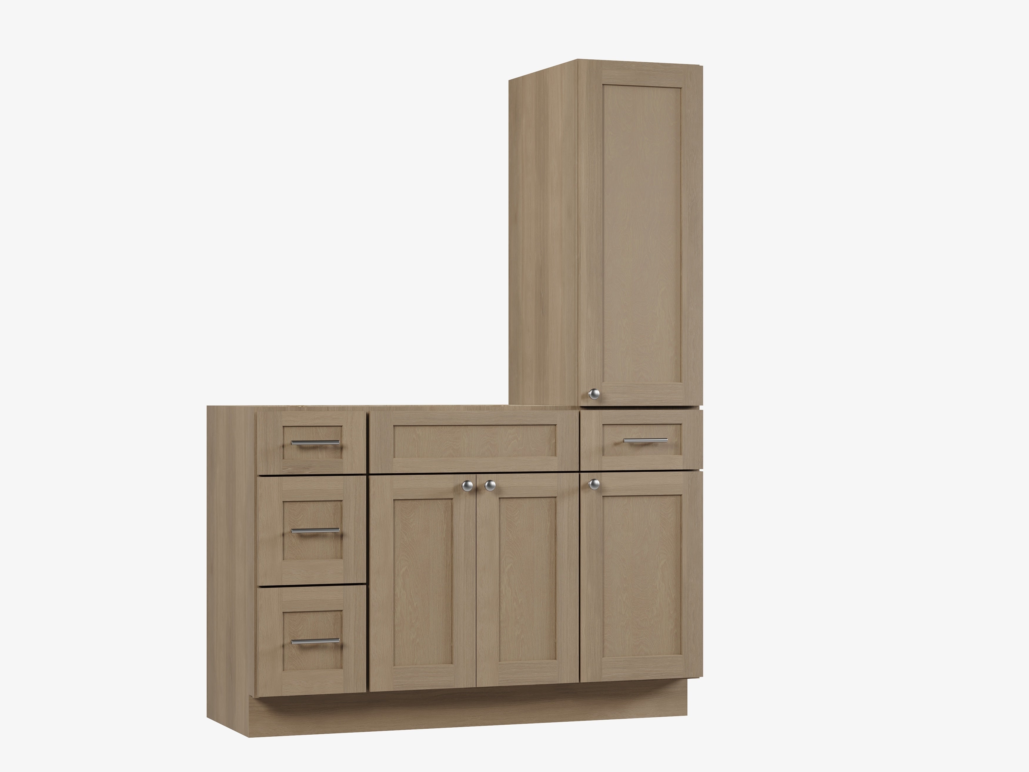 Disar 51'' Single Bathroom Vanity With Right Tall Linen Cabinet Dovetail Solid Wood Drawer Base Only