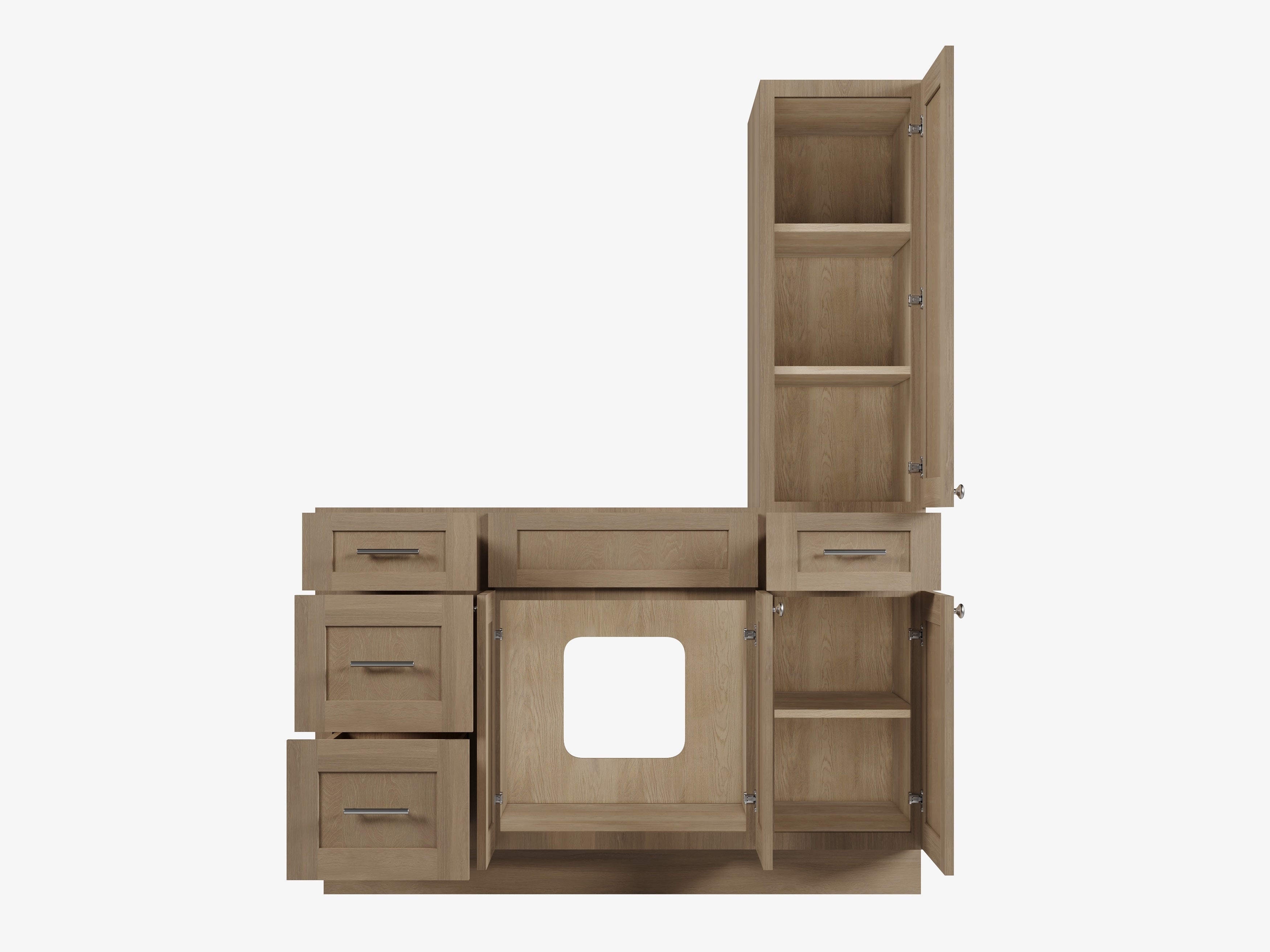 Disar 54'' Single Bathroom Vanity With Right Tall Linen Cabinet Dovetail Solid Wood Drawer Base Only