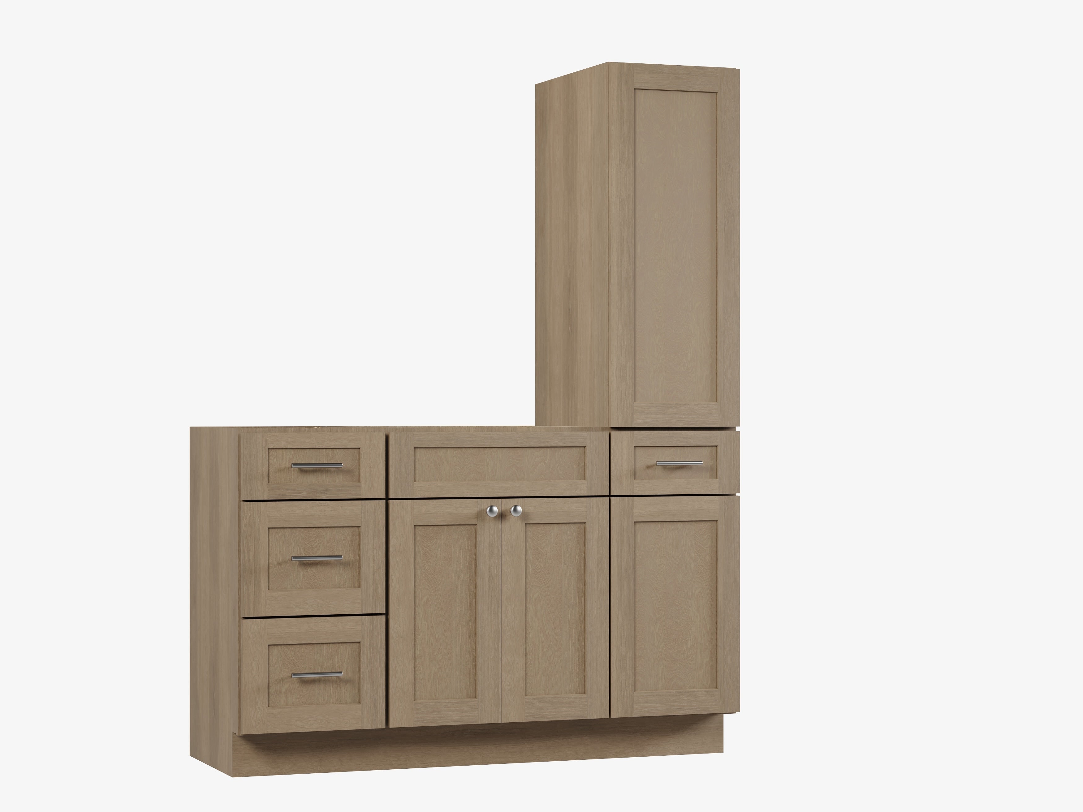 Disar 54'' Single Bathroom Vanity With Right Tall Linen Cabinet Dovetail Solid Wood Drawer Base Only