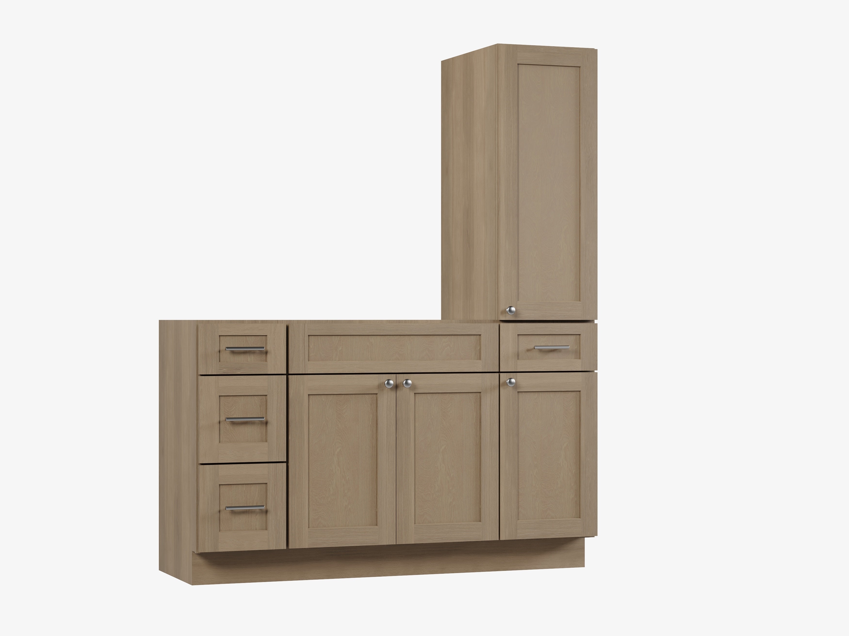 Disar 57'' Single Bathroom Vanity With Right Tall Linen Cabinet Dovetail Solid Wood Drawer Base Only