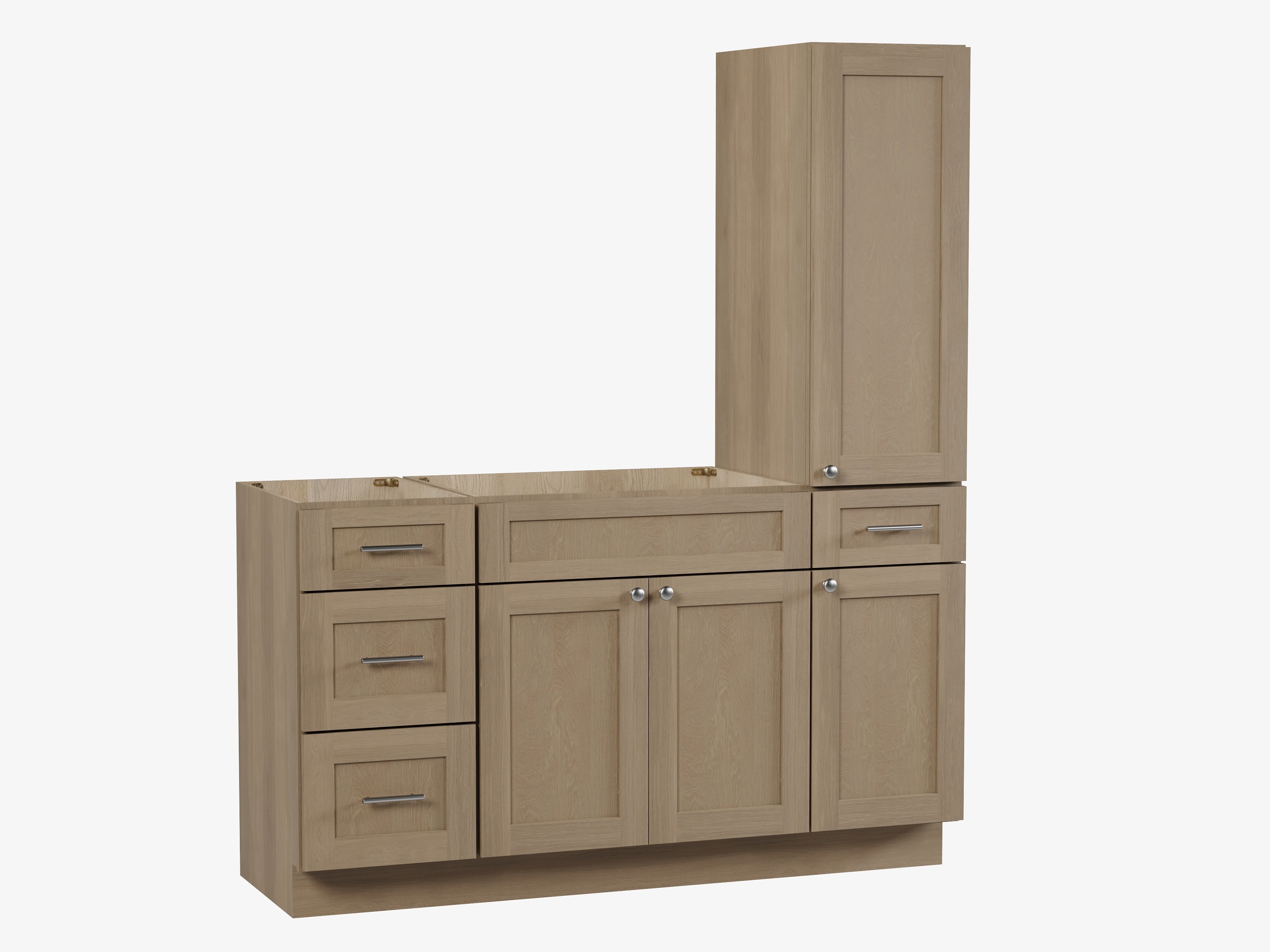 Disar 60'' Single Bathroom Vanity With Right Tall Linen Cabinet Dovetail Solid Wood Drawer Base Only