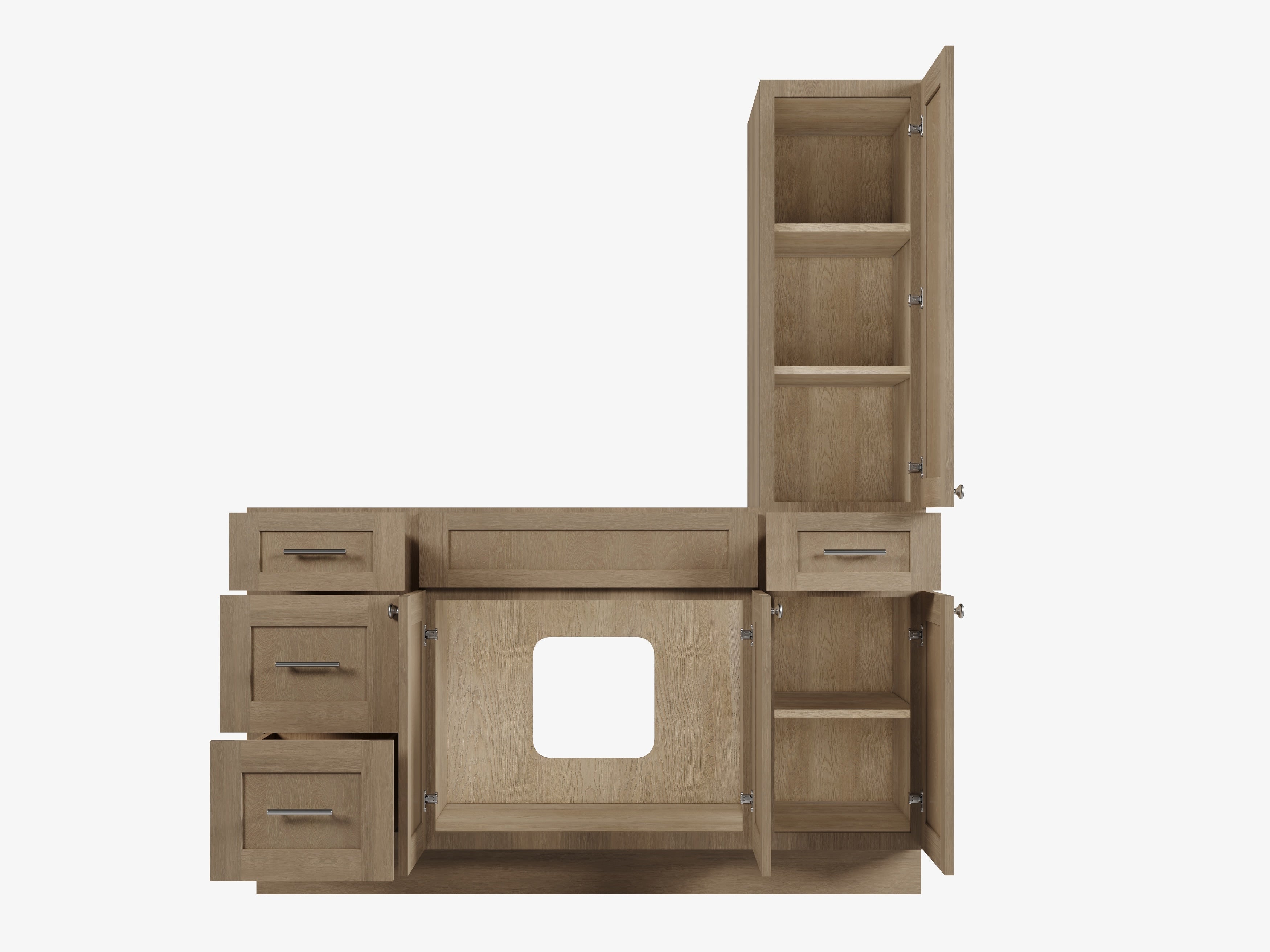 Disar 60'' Single Bathroom Vanity With Right Tall Linen Cabinet Dovetail Solid Wood Drawer Base Only