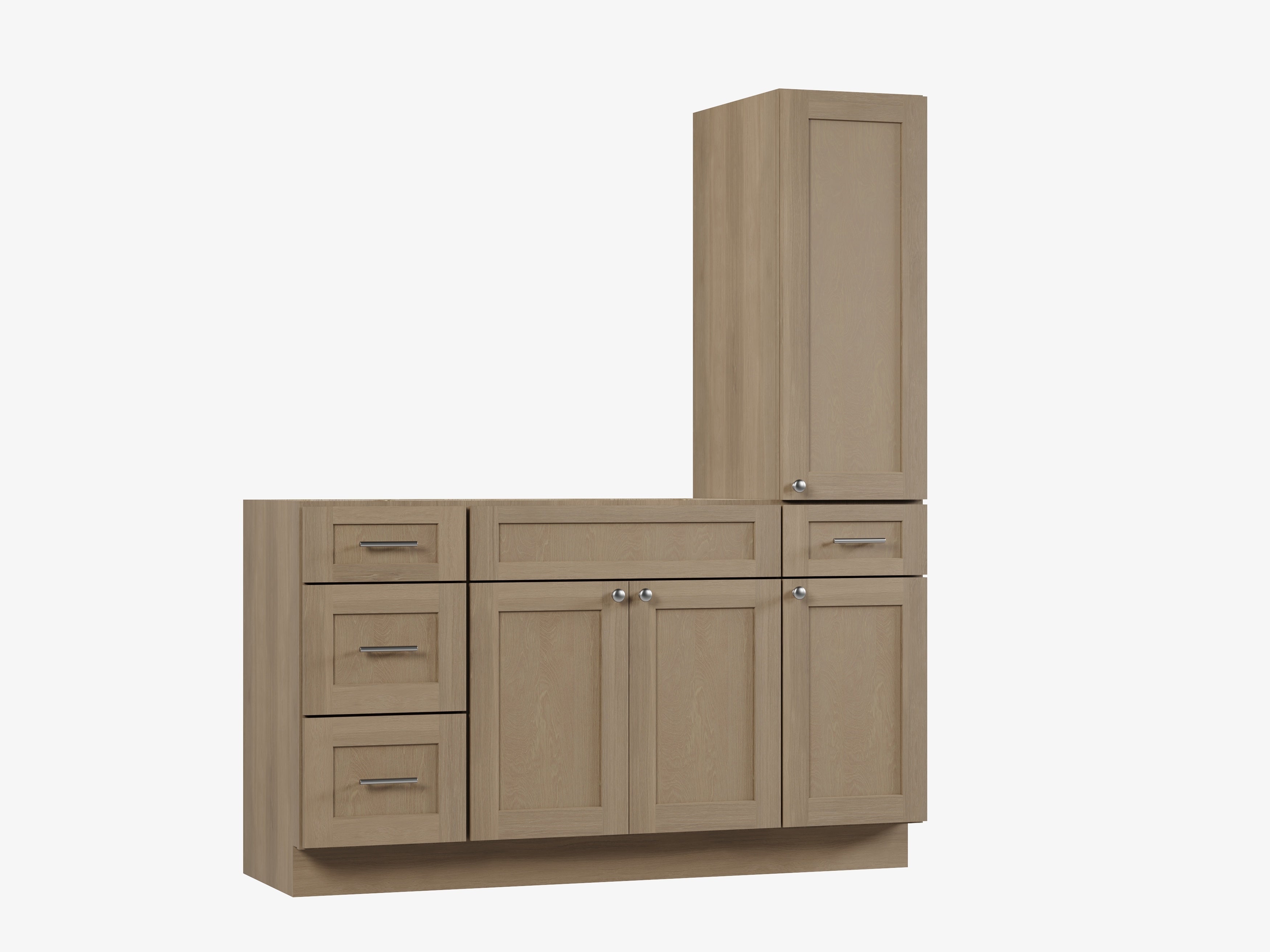 Disar 60'' Single Bathroom Vanity With Right Tall Linen Cabinet Dovetail Solid Wood Drawer Base Only