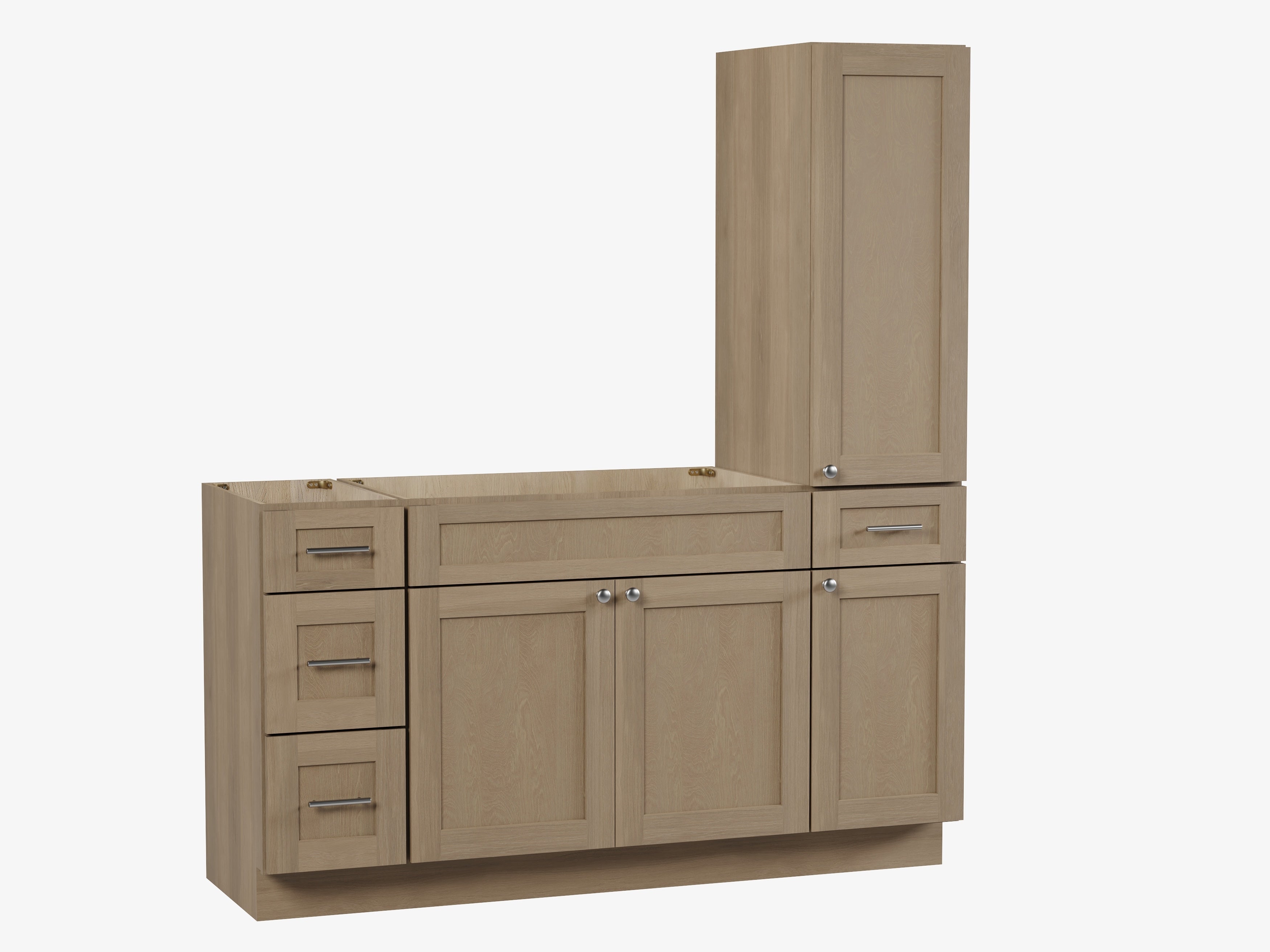 Disar 63'' Single Bathroom Vanity With Right Tall Linen Cabinet Dovetail Solid Wood Drawer Base Only