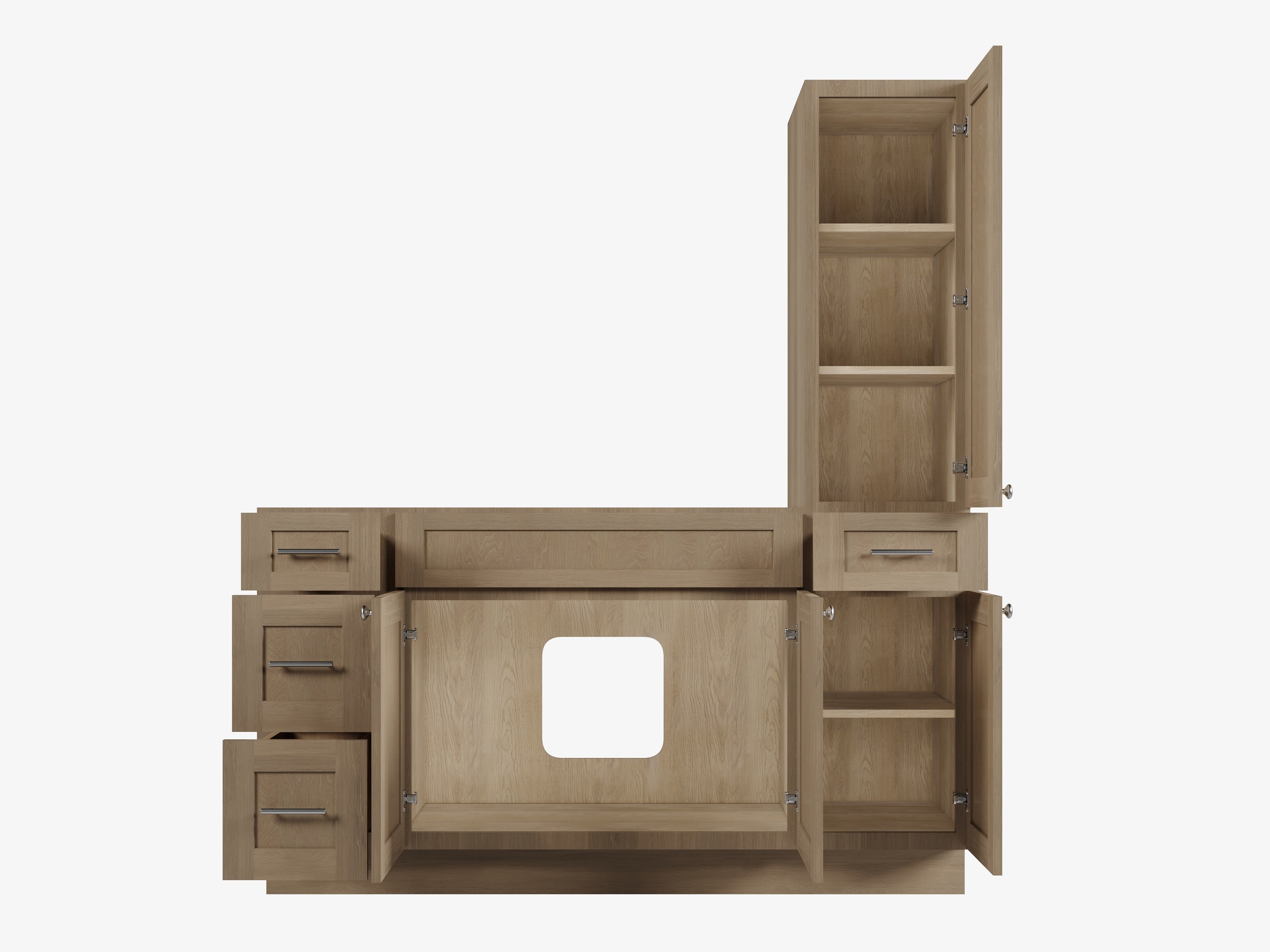 Disar 63'' Single Bathroom Vanity With Right Tall Linen Cabinet Dovetail Solid Wood Drawer Base Only