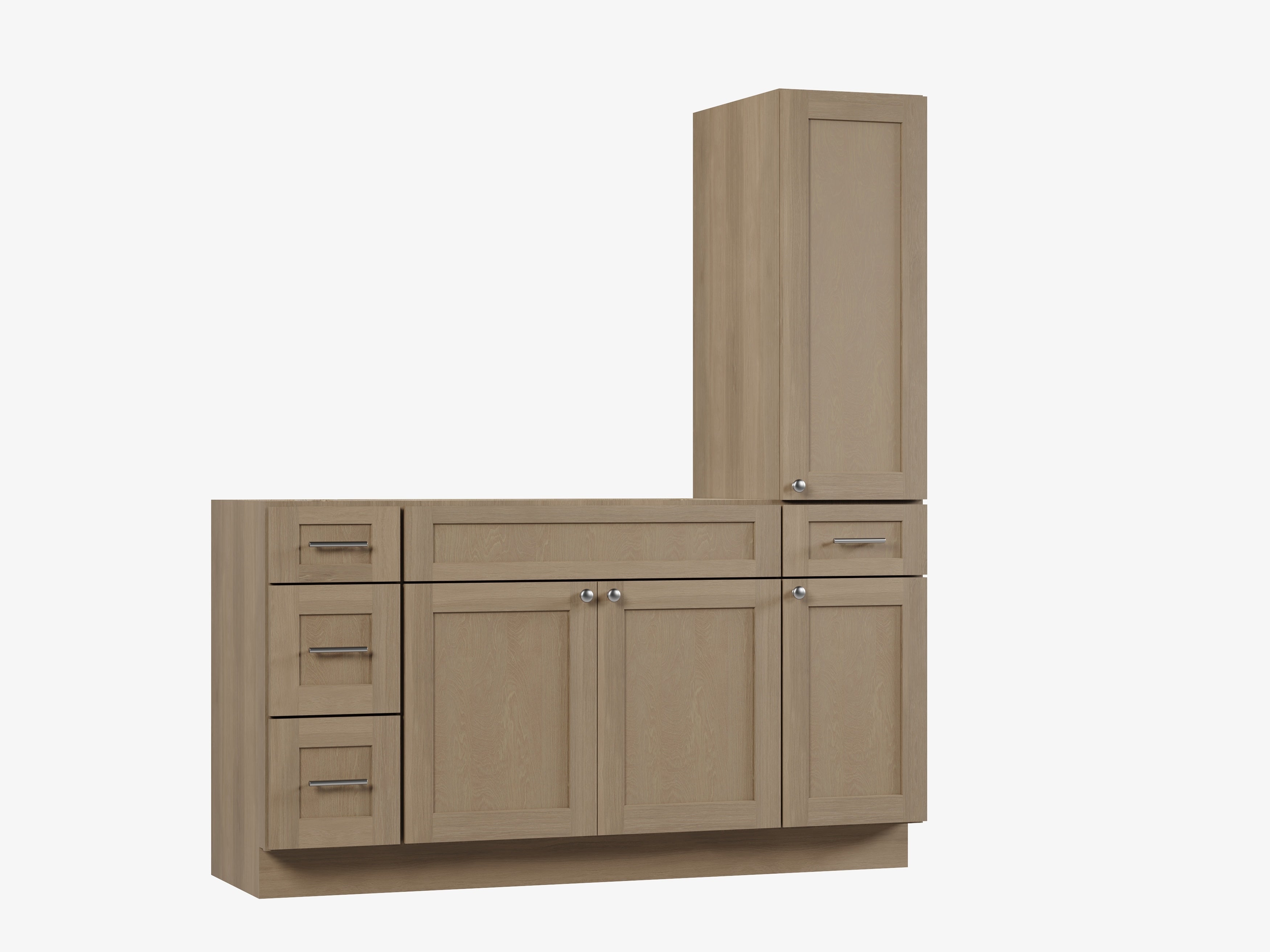 Disar 63'' Single Bathroom Vanity With Right Tall Linen Cabinet Dovetail Solid Wood Drawer Base Only