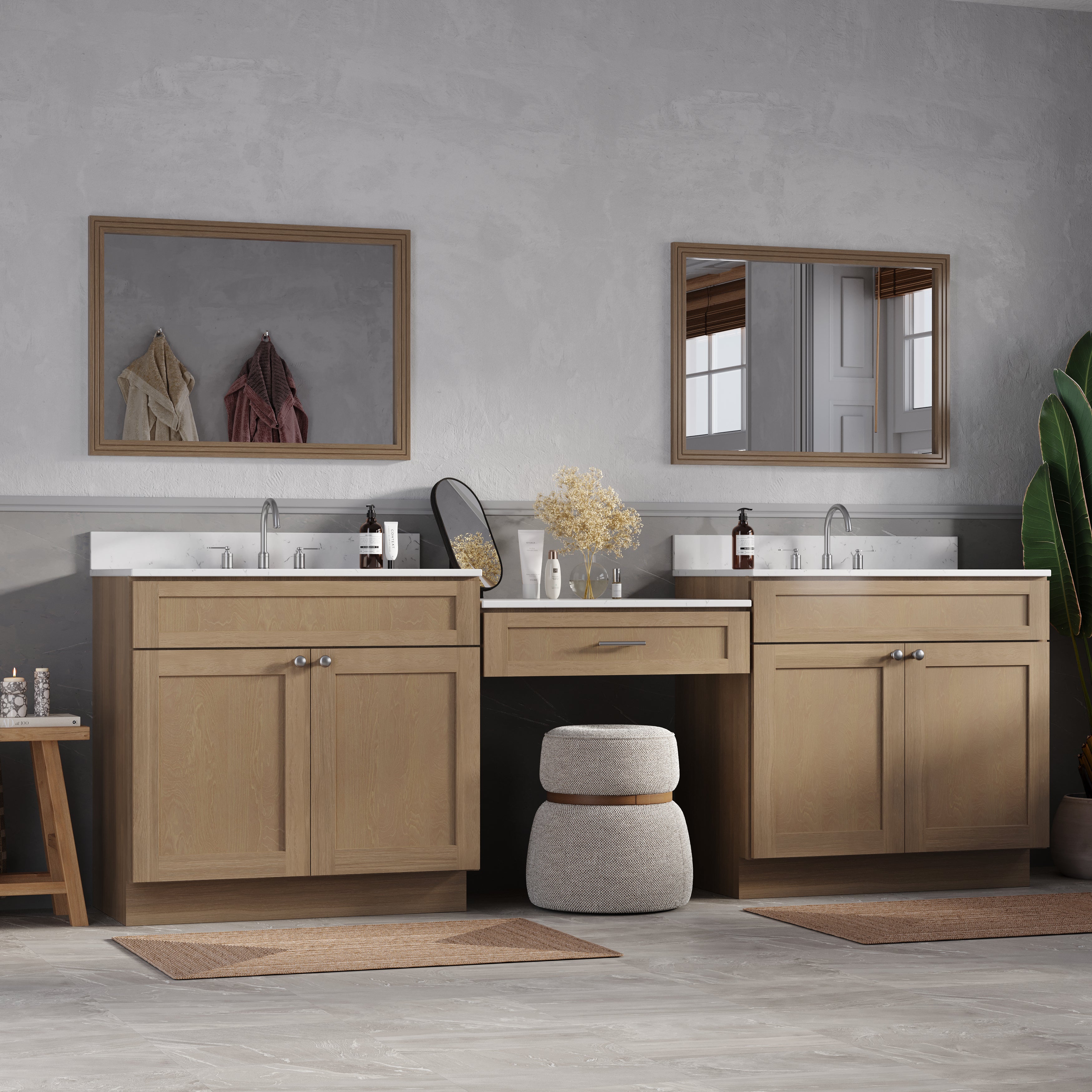 103'' Double Bathroom Vanity with Quartz Top