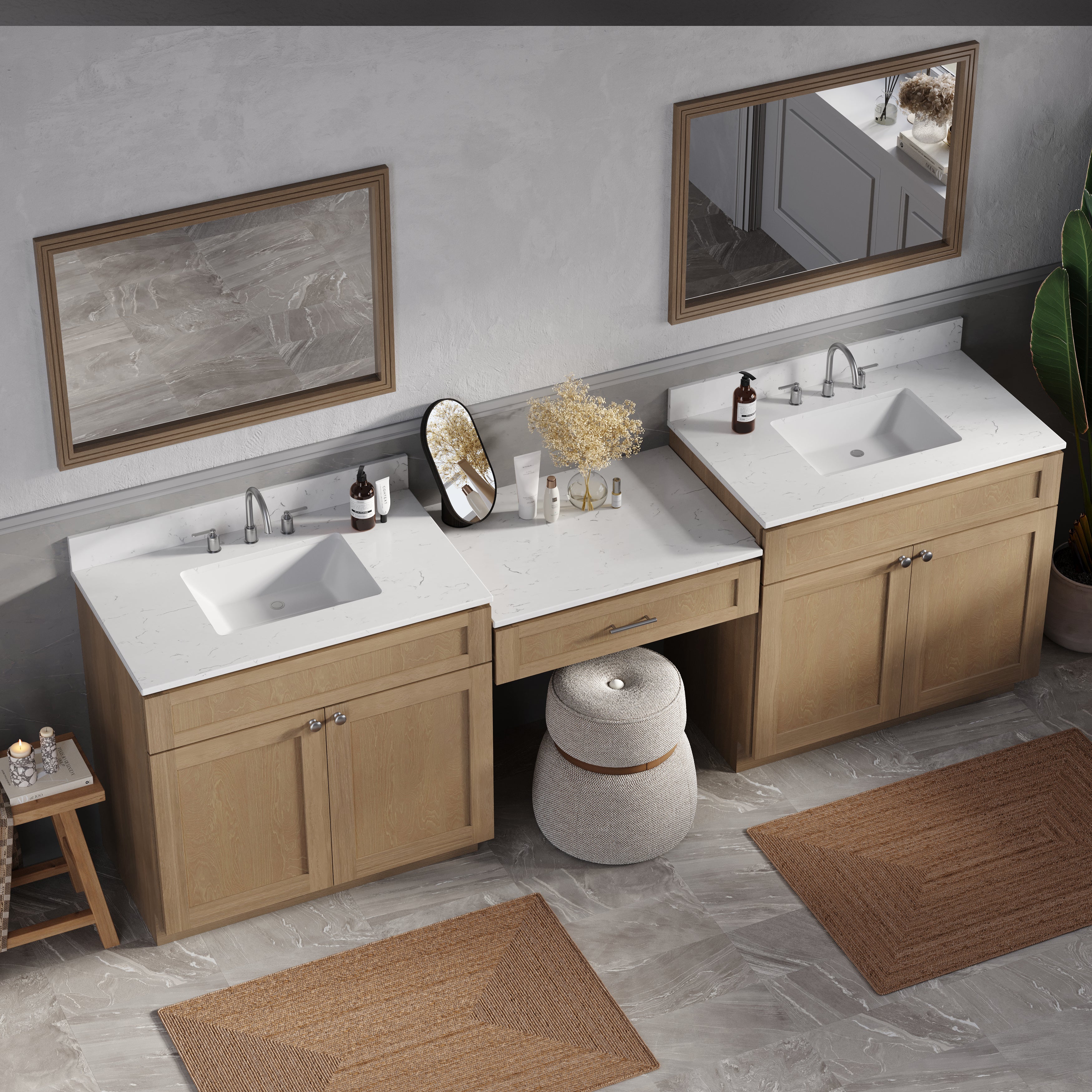 103'' Double Bathroom Vanity with Quartz Top