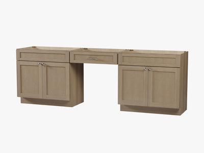 [color:Natural Oak] 102" Double Bathroom Vanity Base Only - Natural Oak finish view
