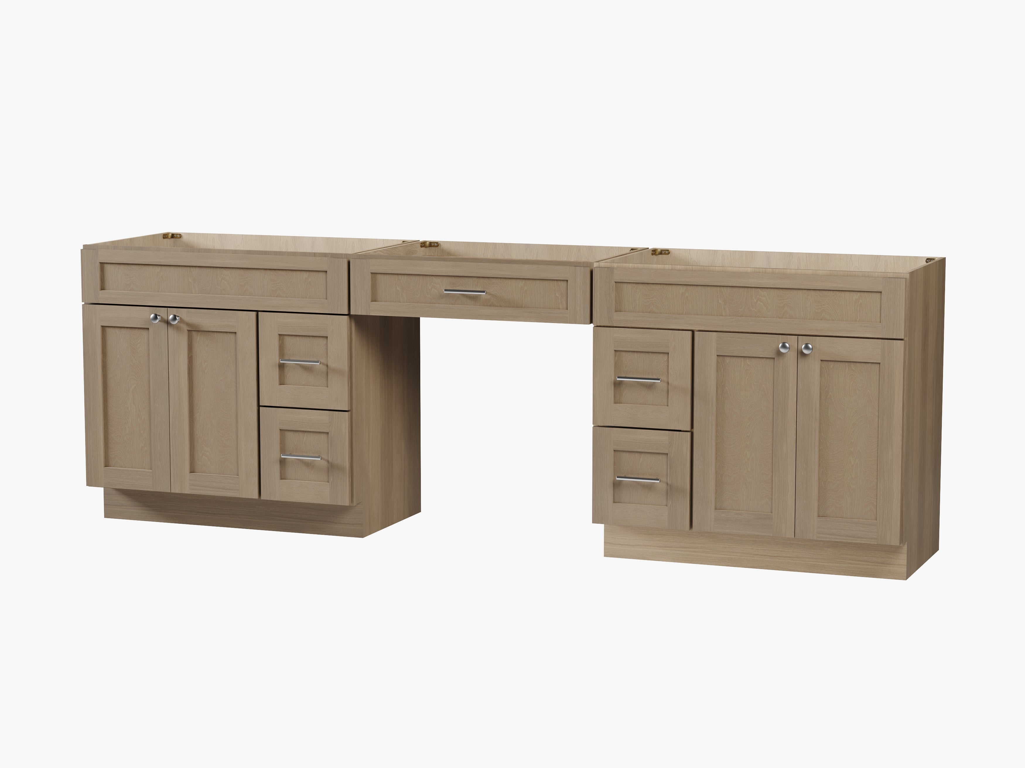 102 Double Bathroom Vanity Base Only With 5 Drawers