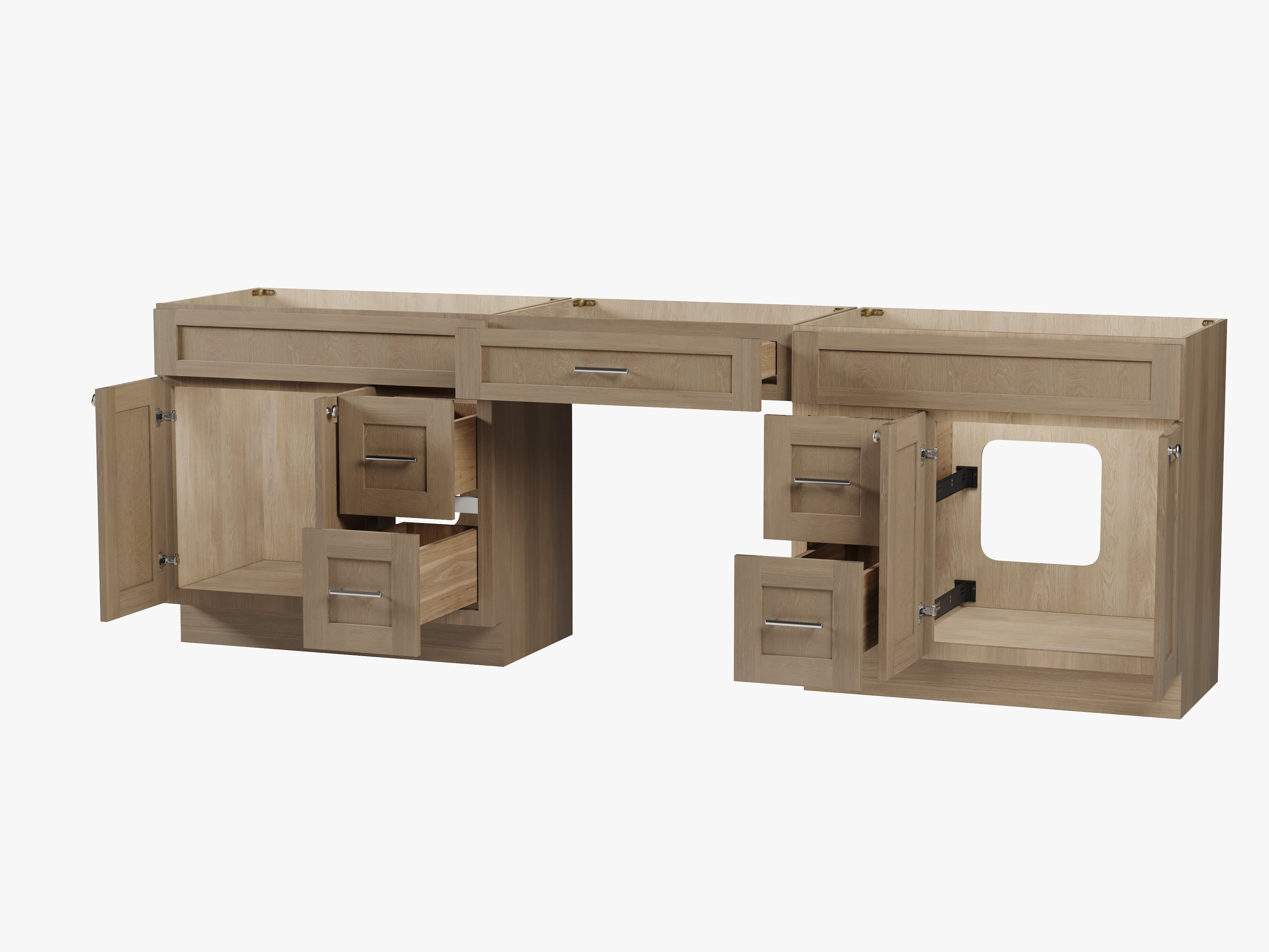 102 Double Bathroom Vanity Base Only With 5 Drawers