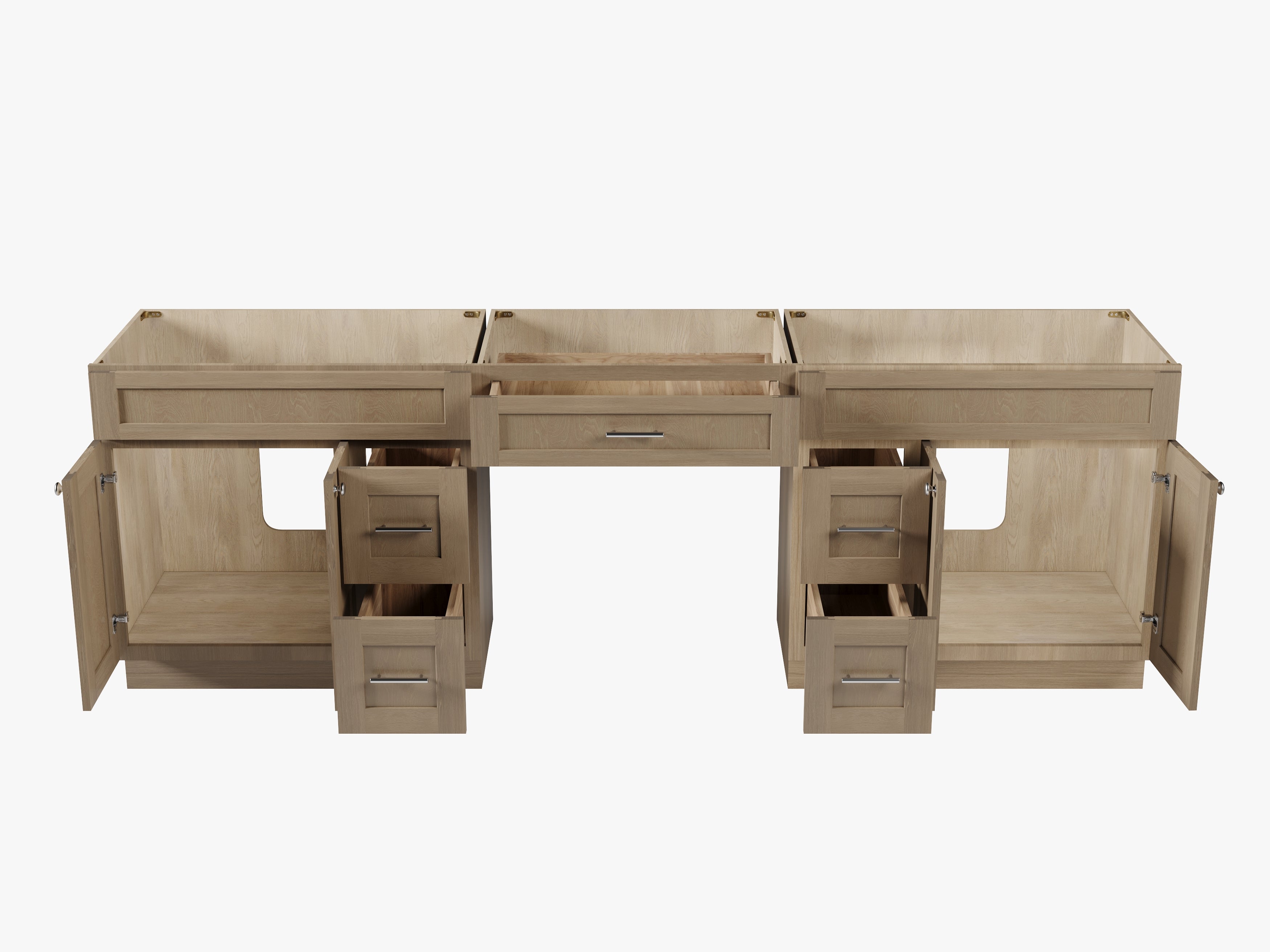 102 Double Bathroom Vanity Base Only With 5 Drawers