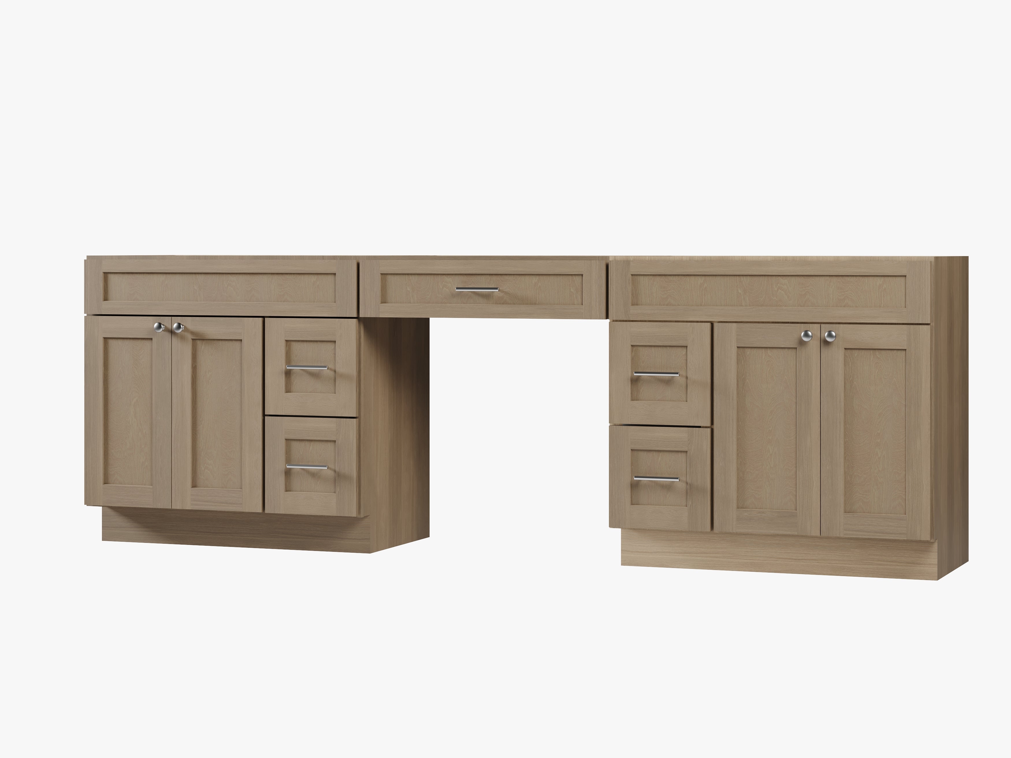102 Double Bathroom Vanity Base Only With 5 Drawers