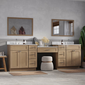 103" Double Bathroom Vanity Desk with Quartz Top, 7 Drawers
