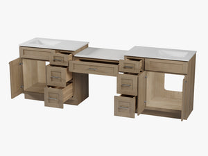 103'' Double Bathroom Vanity with Quartz Top, 7 Drawers