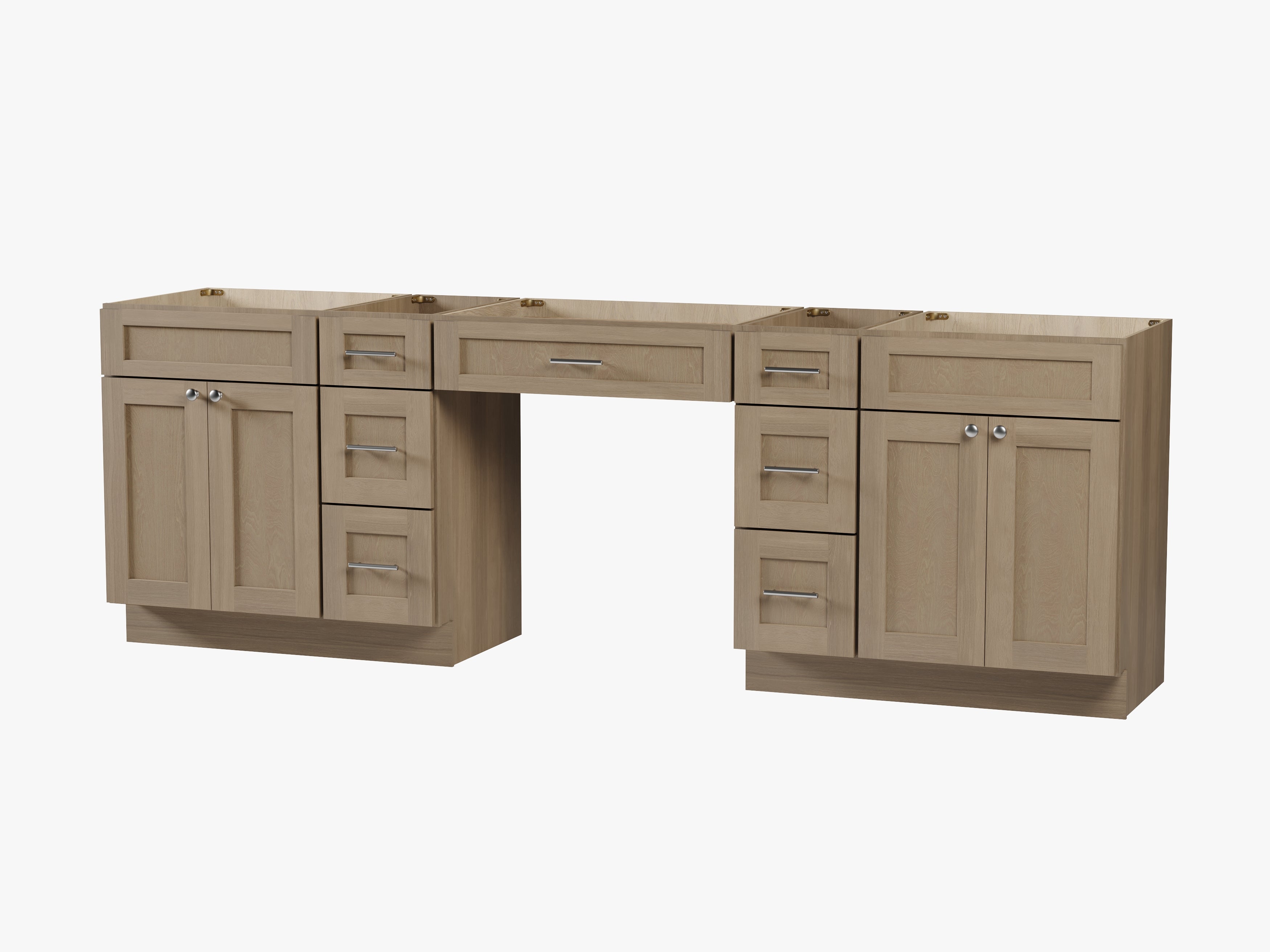102 Double Bathroom Vanity Base Only With 7 Drawers