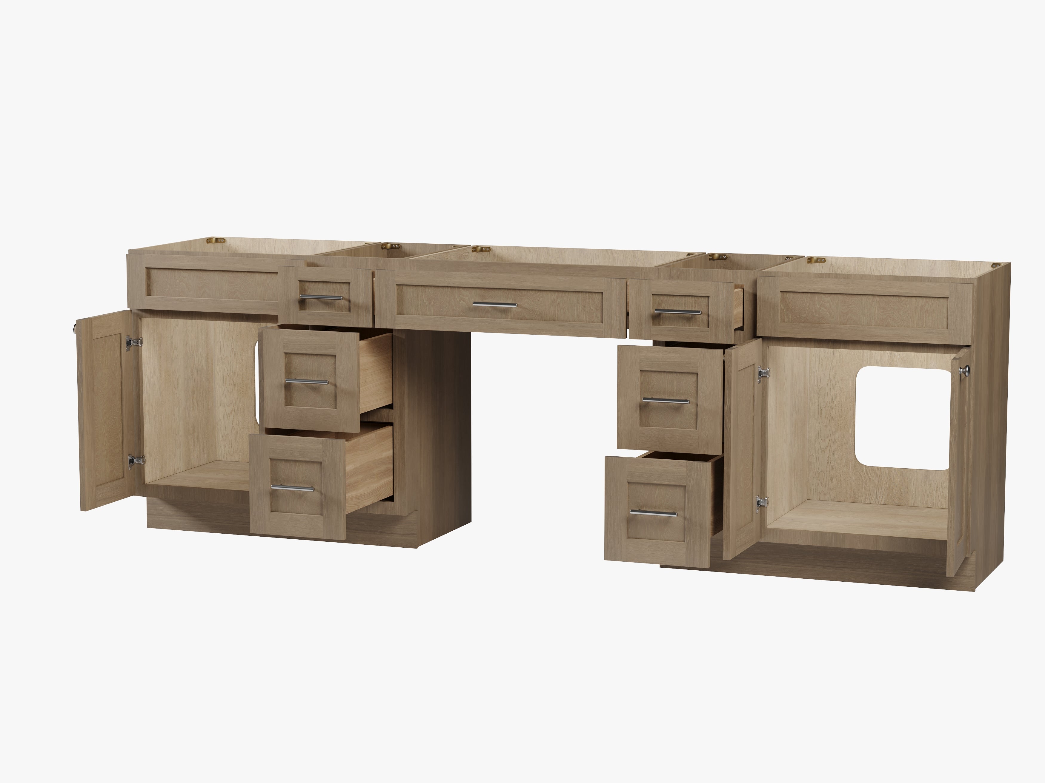 102 Double Bathroom Vanity Base Only With 7 Drawers